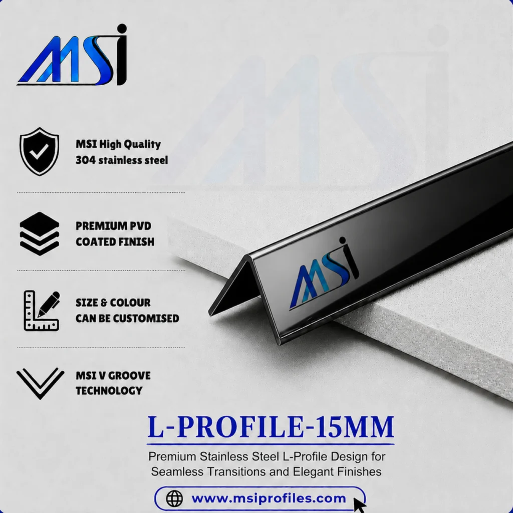L Profile 15MM Black Mirror - MSI Profiles