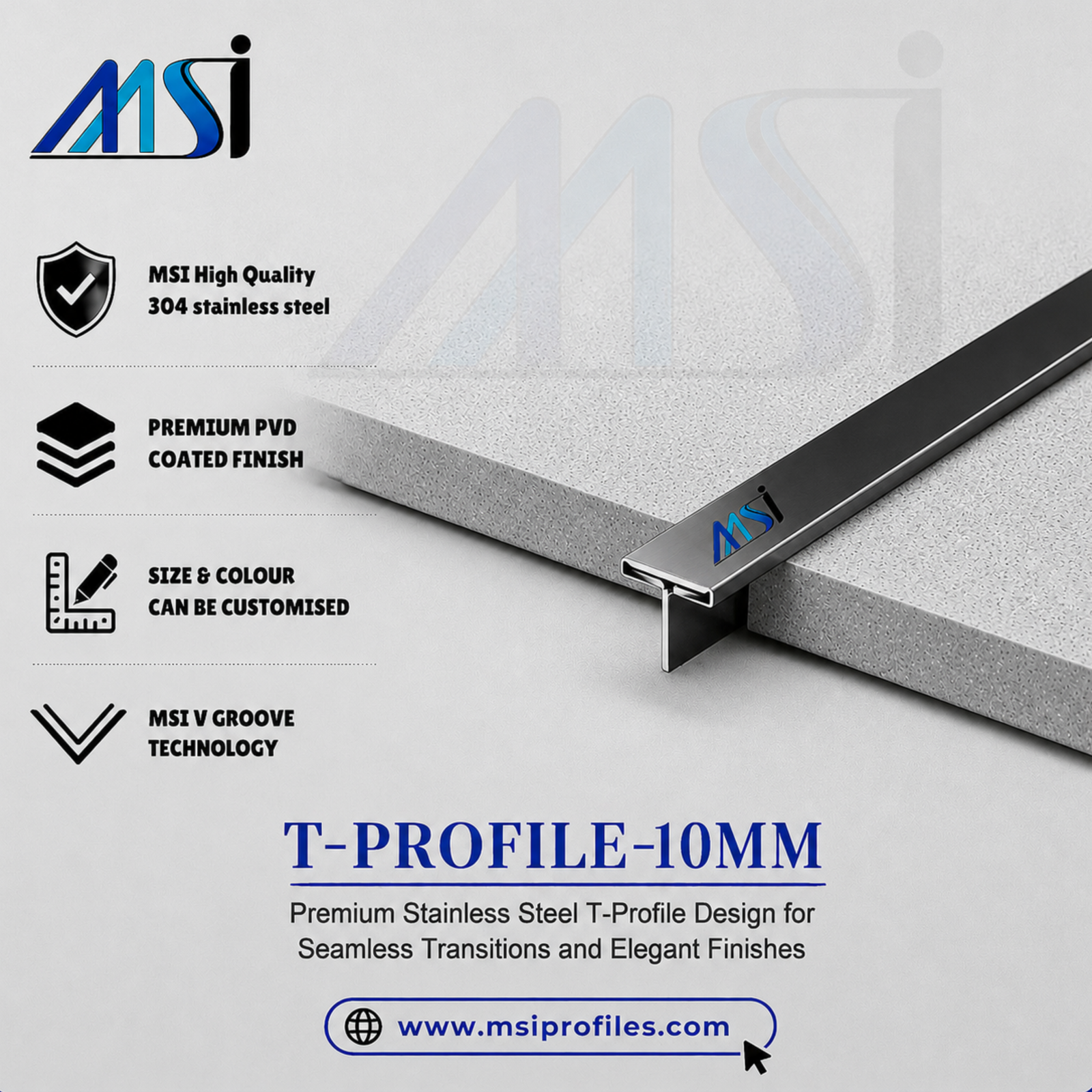 T Profile 10mm Black Mirror - MSI Profiles