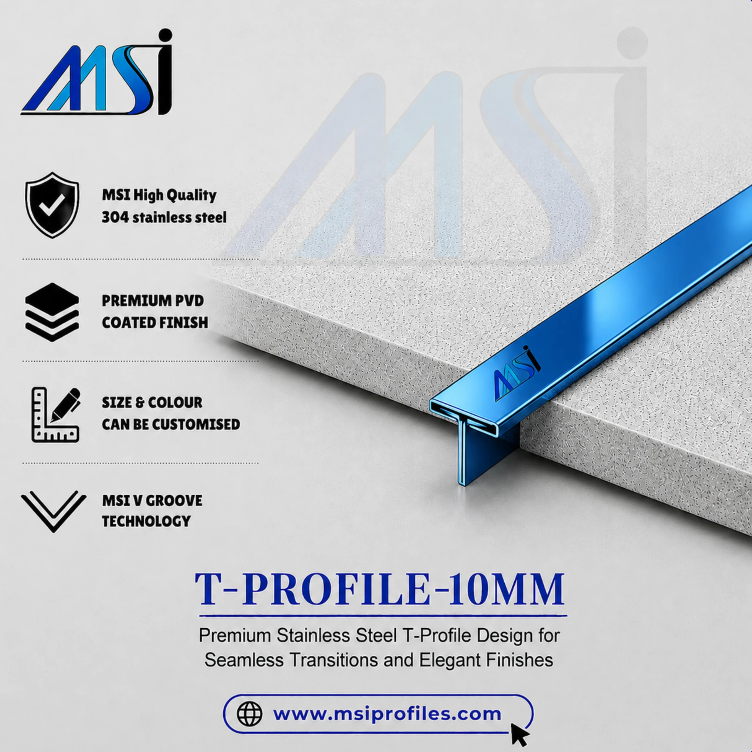 T Profile 10mm Blue Mirror - MSI Profiles