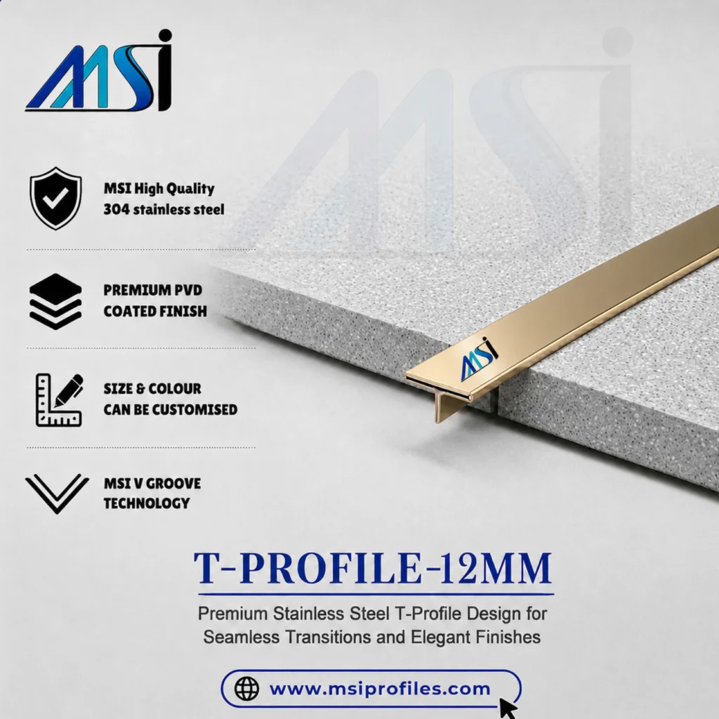 T Profile 12mm Champagne Mirror - MSI Profiles