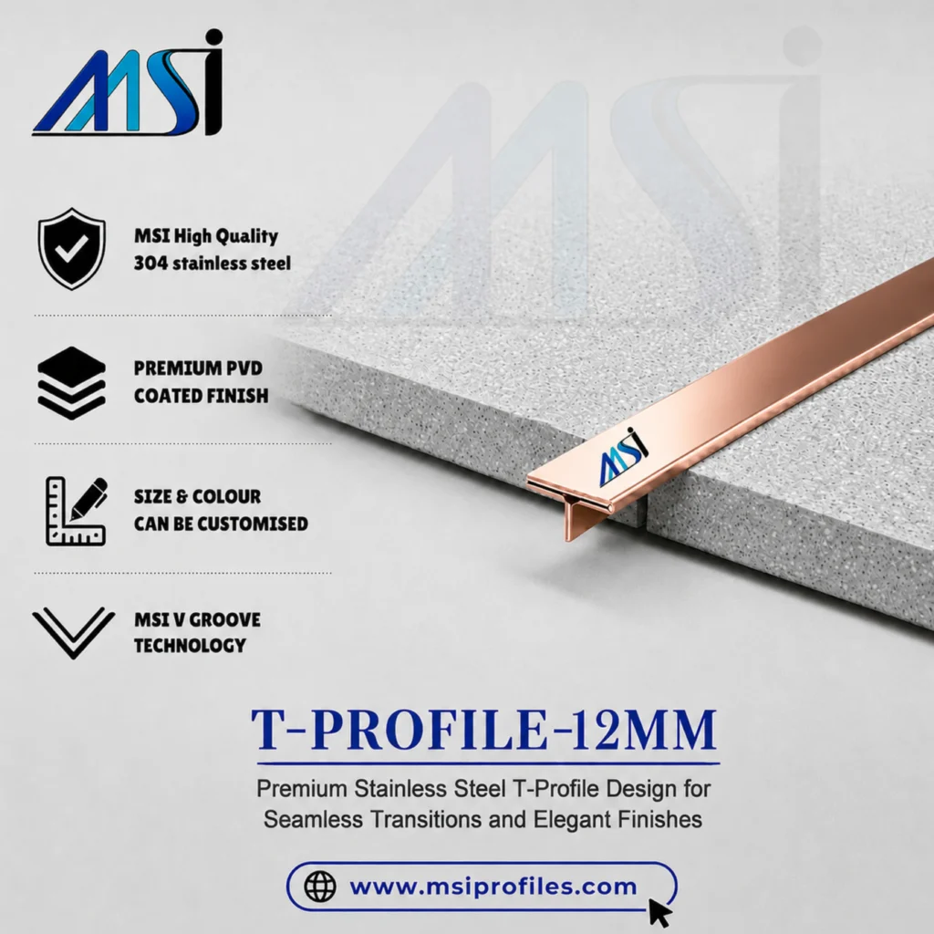T Profile 12mm Rose Gold Mirror - MSI Profiles