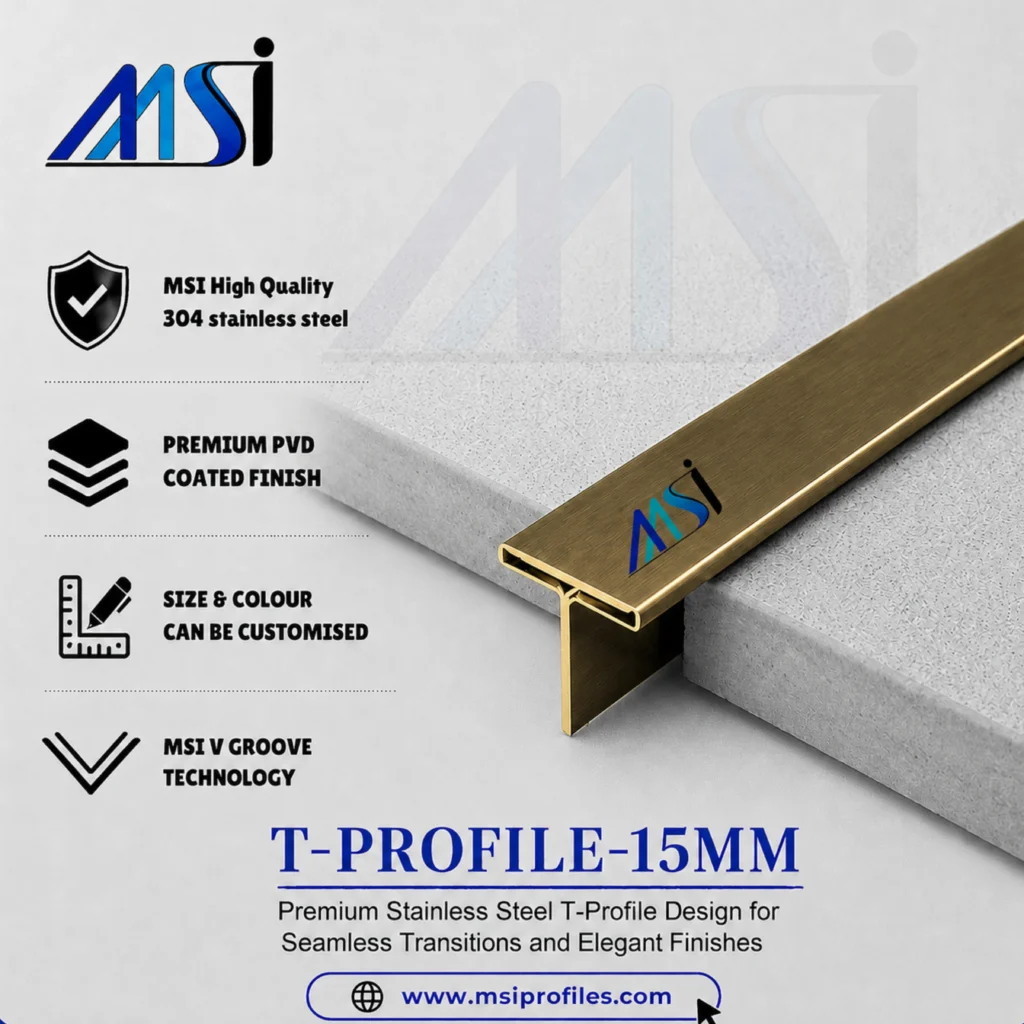 T Profile 15mm Antique Brass Finish - MSI Profiles