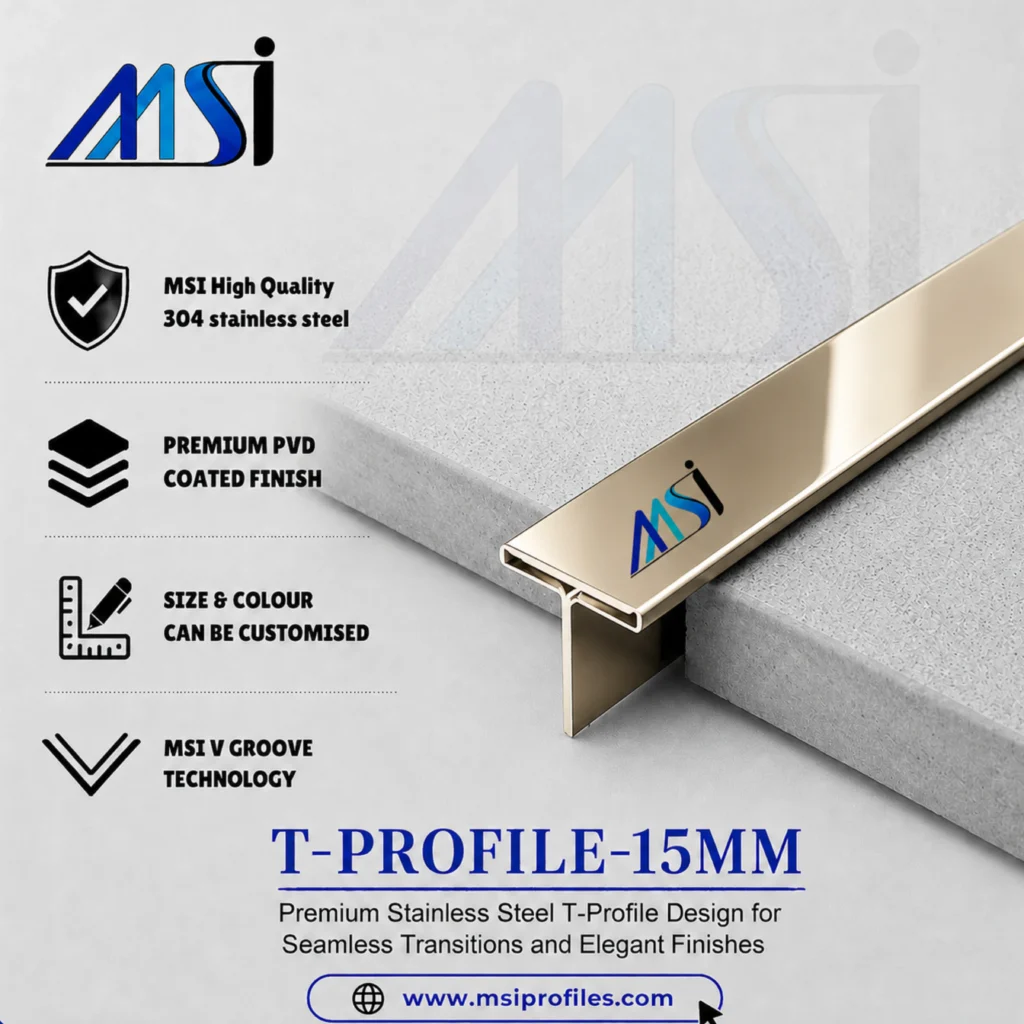 T Profile 15mm Champagne Mirror - MSI Profiles