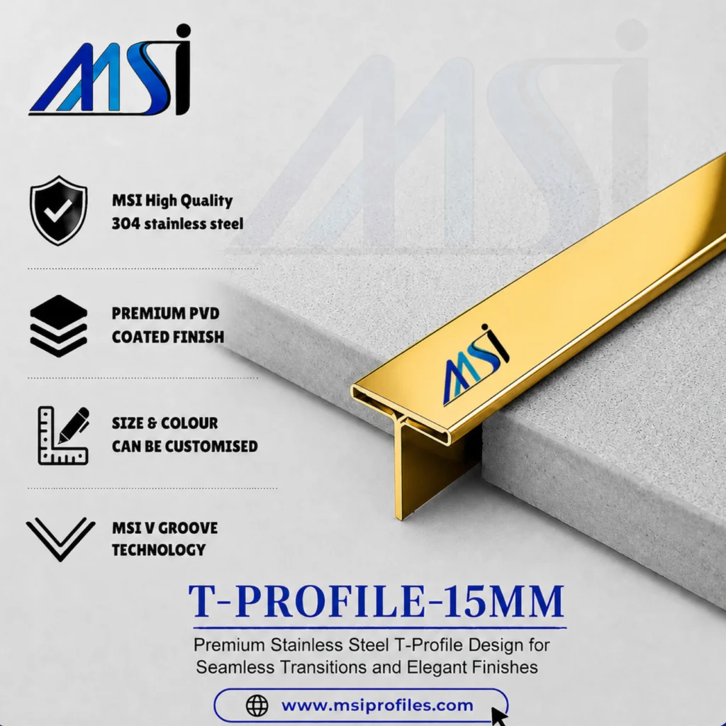 T Profile 15mm Champagne Mirror - MSI Profiles