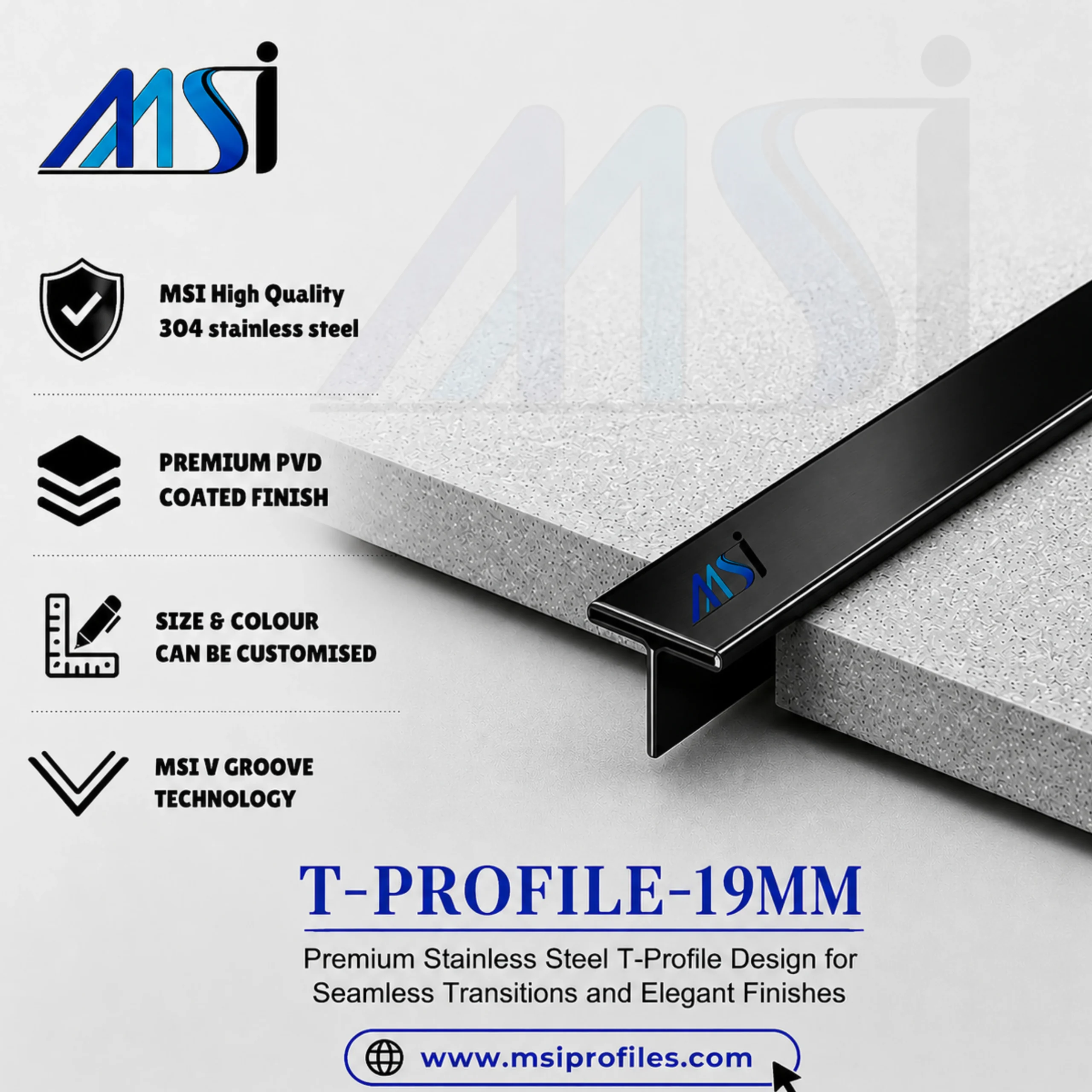T Profile 19mm Black Mirror - MSI Profiles