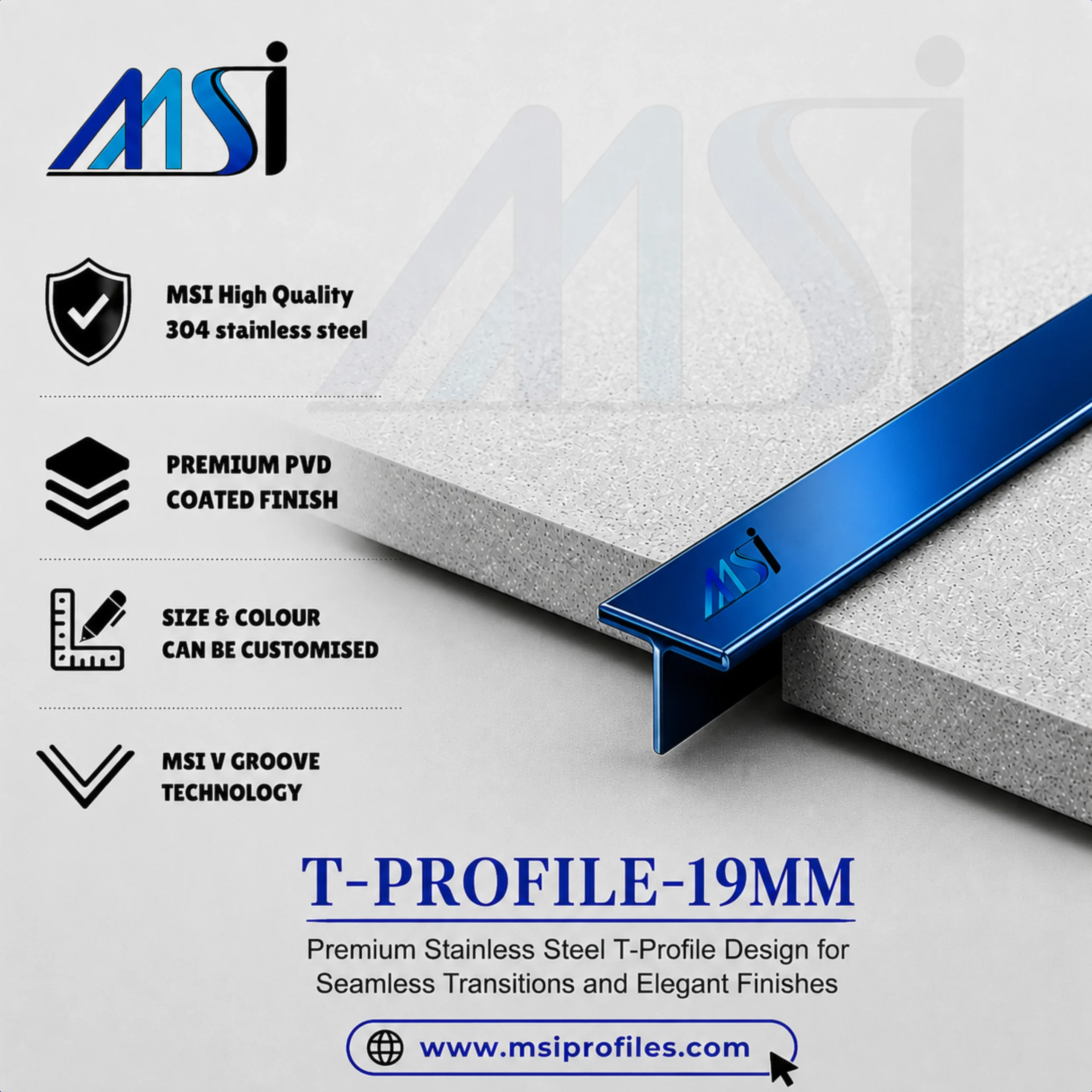 T Profile 19mm Blue Mirror - MSI Profiles