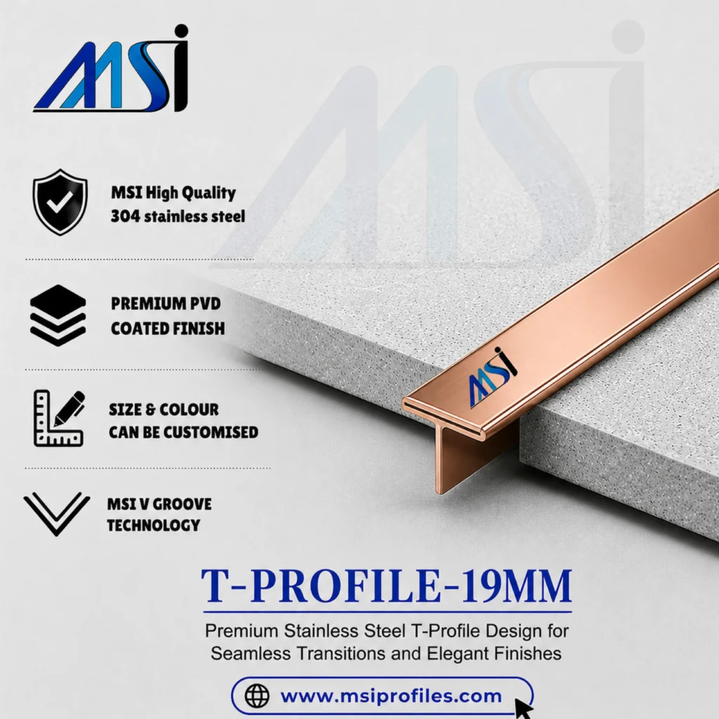 T Profile 19mm Rose Gold Mirror - MSI Profiles