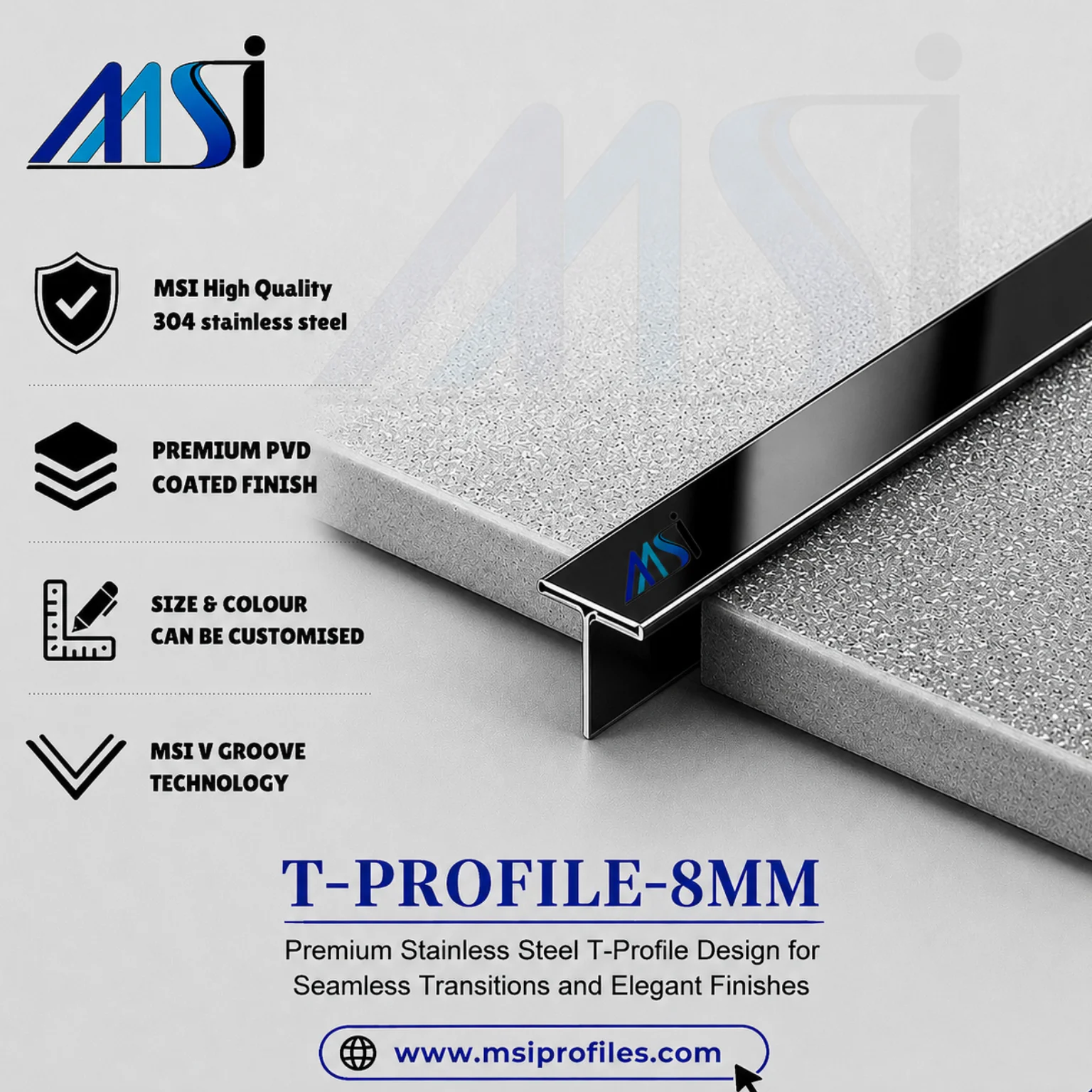 T Profile 8mm Black Mirror - MSI Profiles