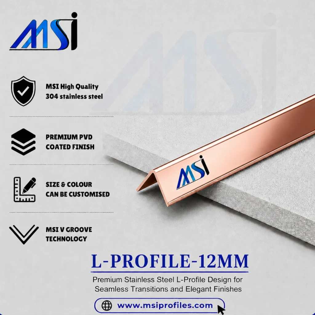 L Profile 12MM Rose Gold Mirror - MSI Profiles