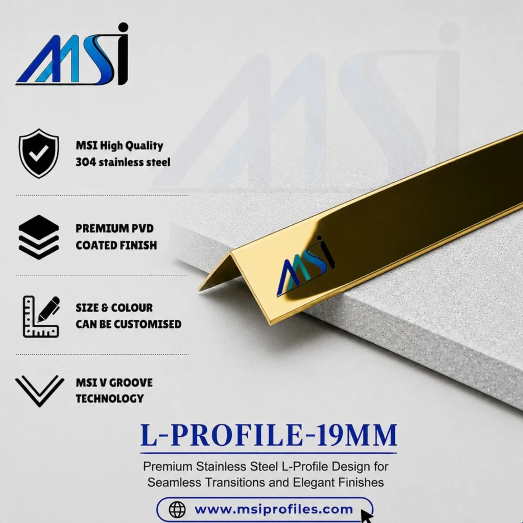 L Profile 19MM Gold Mirror - MSI Profiles