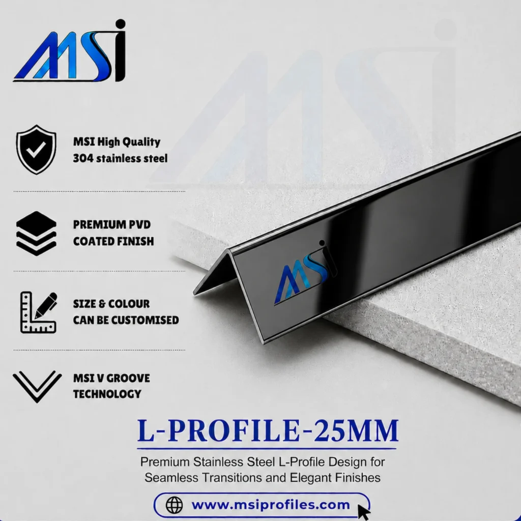 L Profile 25MM Black Mirror - MSI Profiles