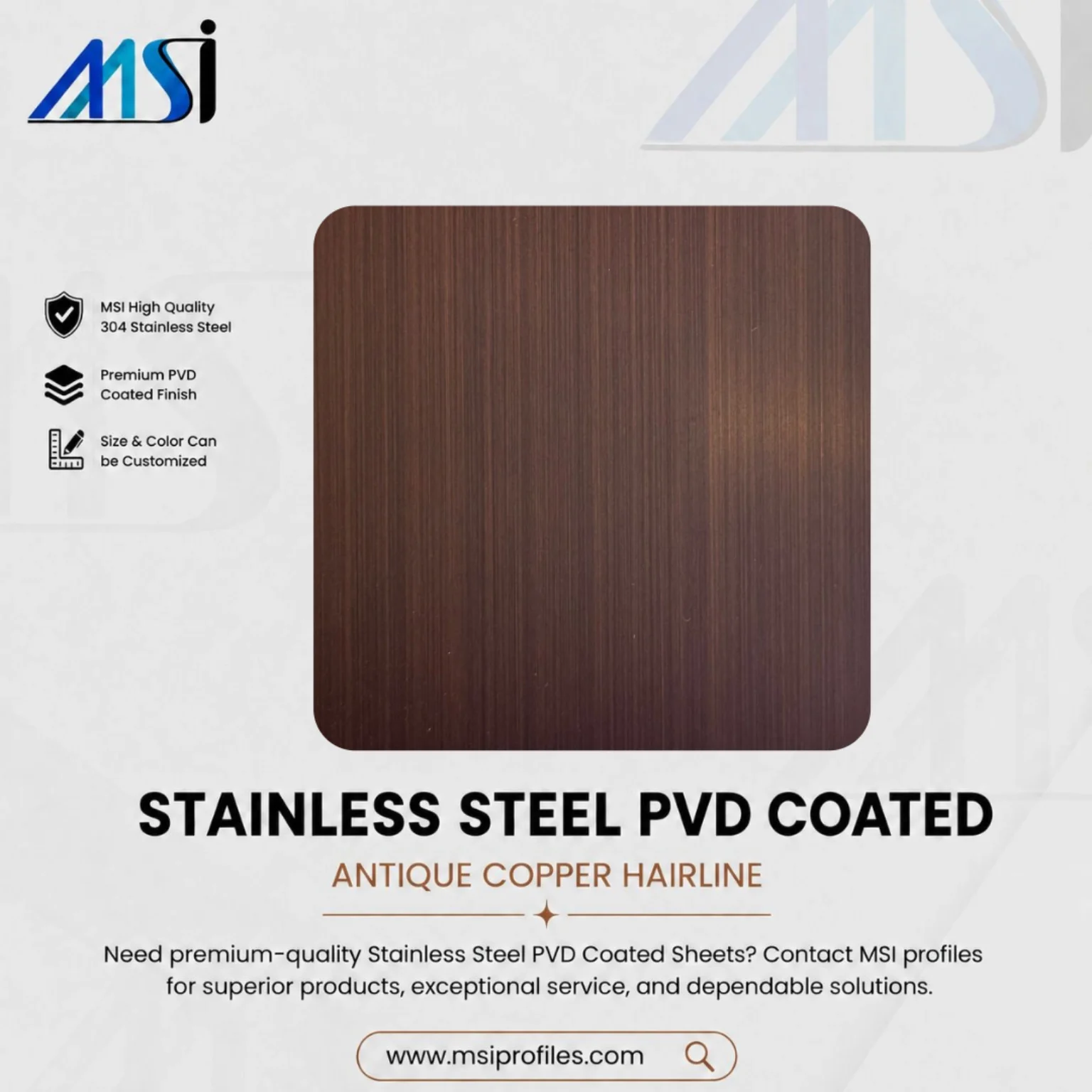 PVD Antique Copper Hairline Finish - MSI
