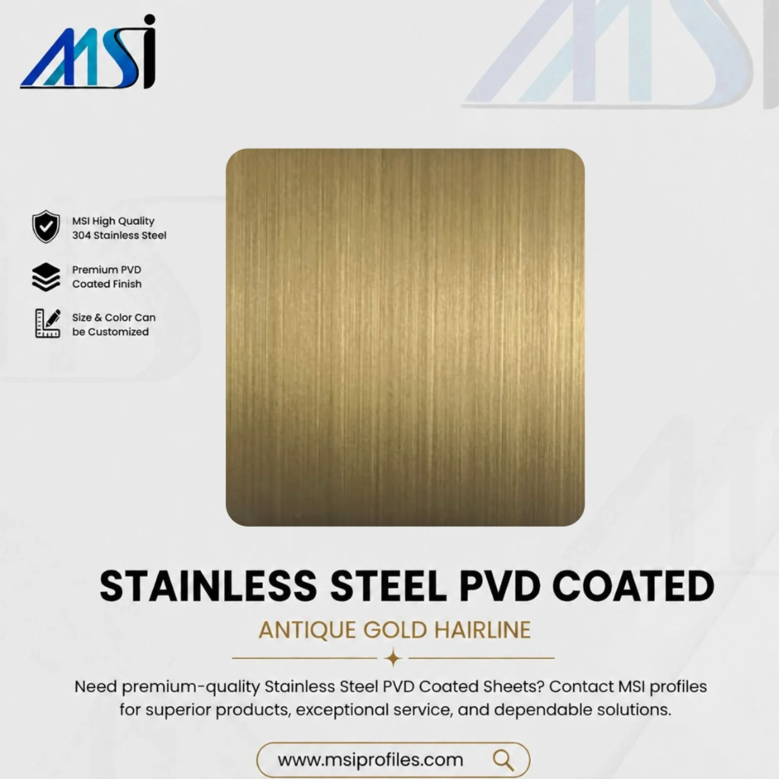 PVD Antique Gold Hairline Finish - MSI Profiles