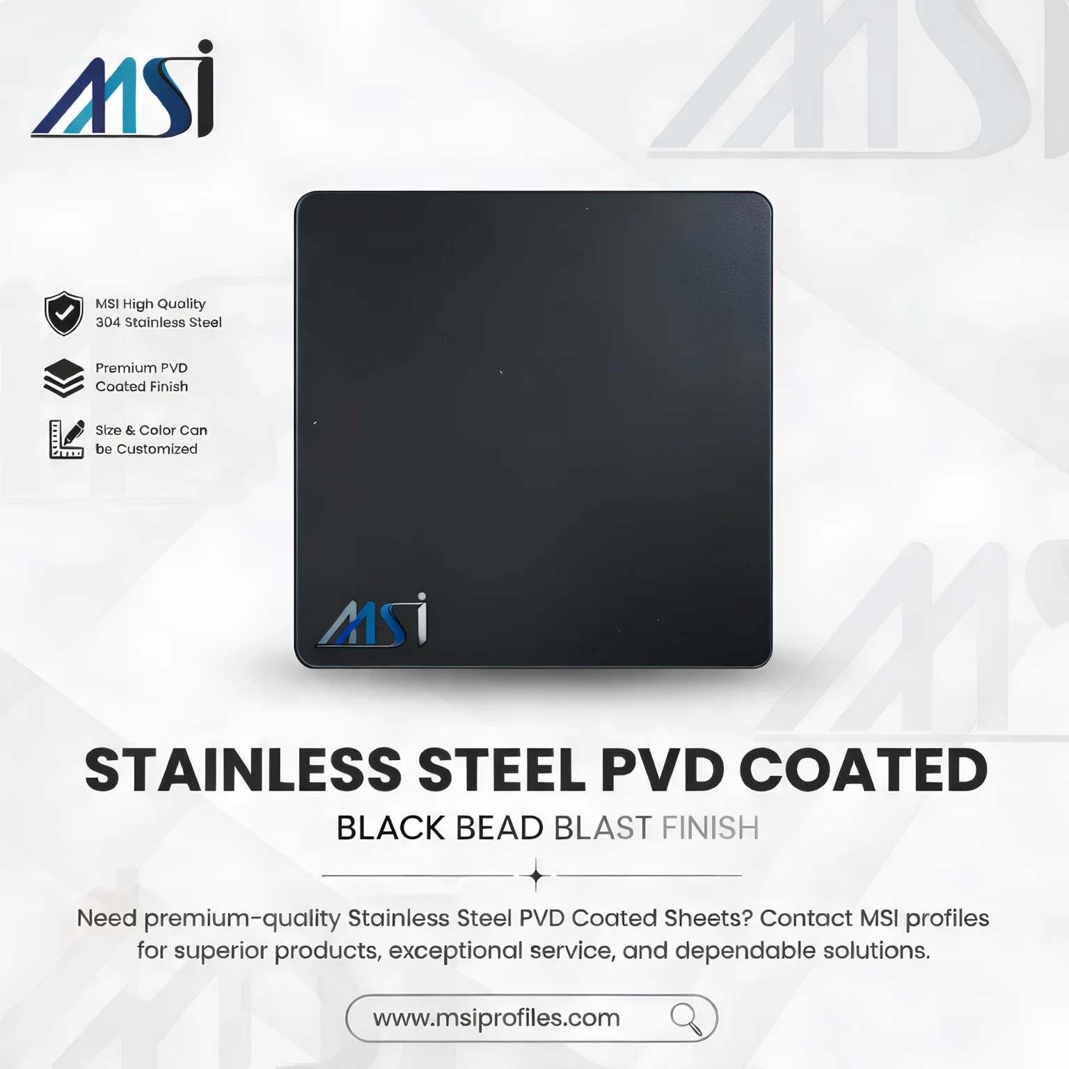 PVD Black Beadblast Finish - MSI Profiles