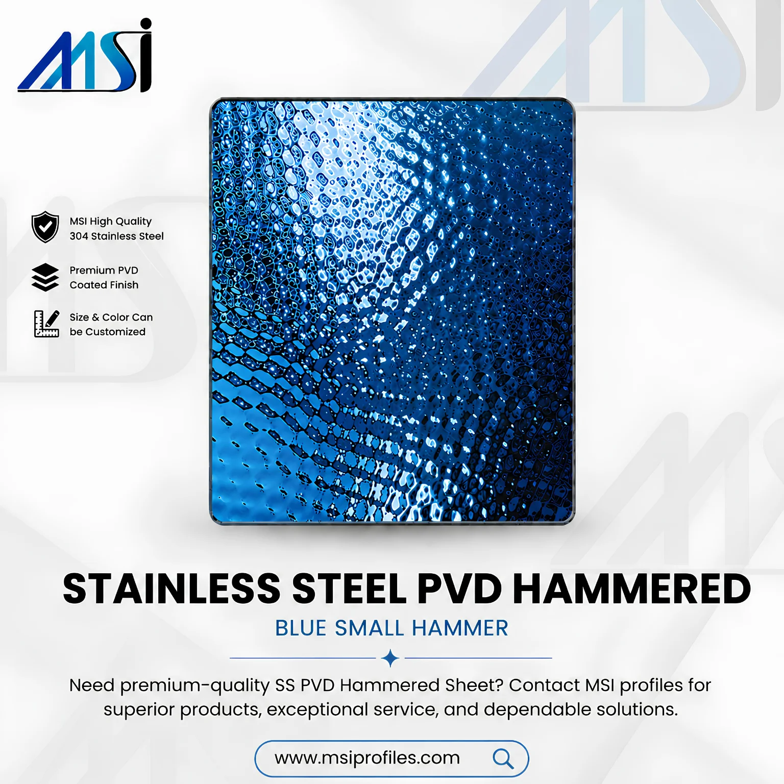 PVD Blue Honeycomb Hammered Finish - MSI Profiles