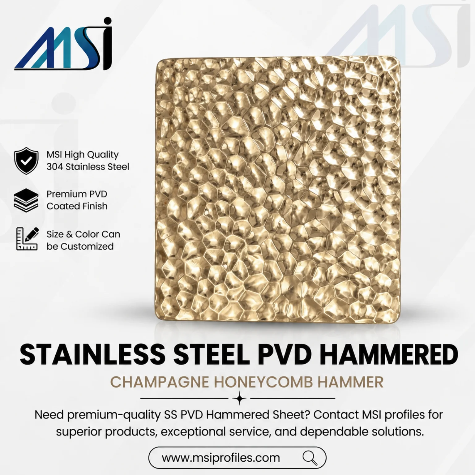 PVD Champagne Honeycomb Hammered Finish - MSI Profiles