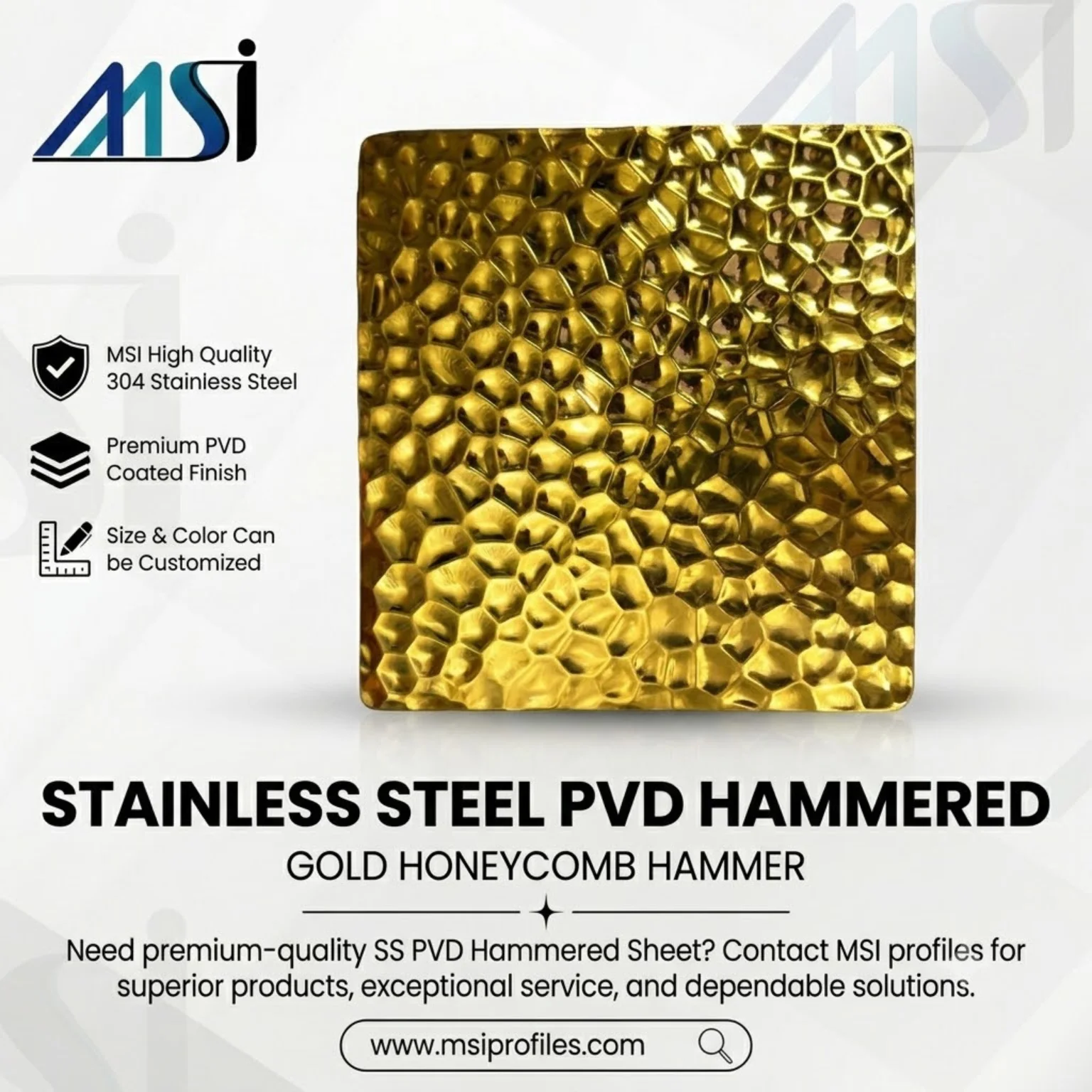 PVD Gold Honeycomb Hammered Finish - MSI Profiles