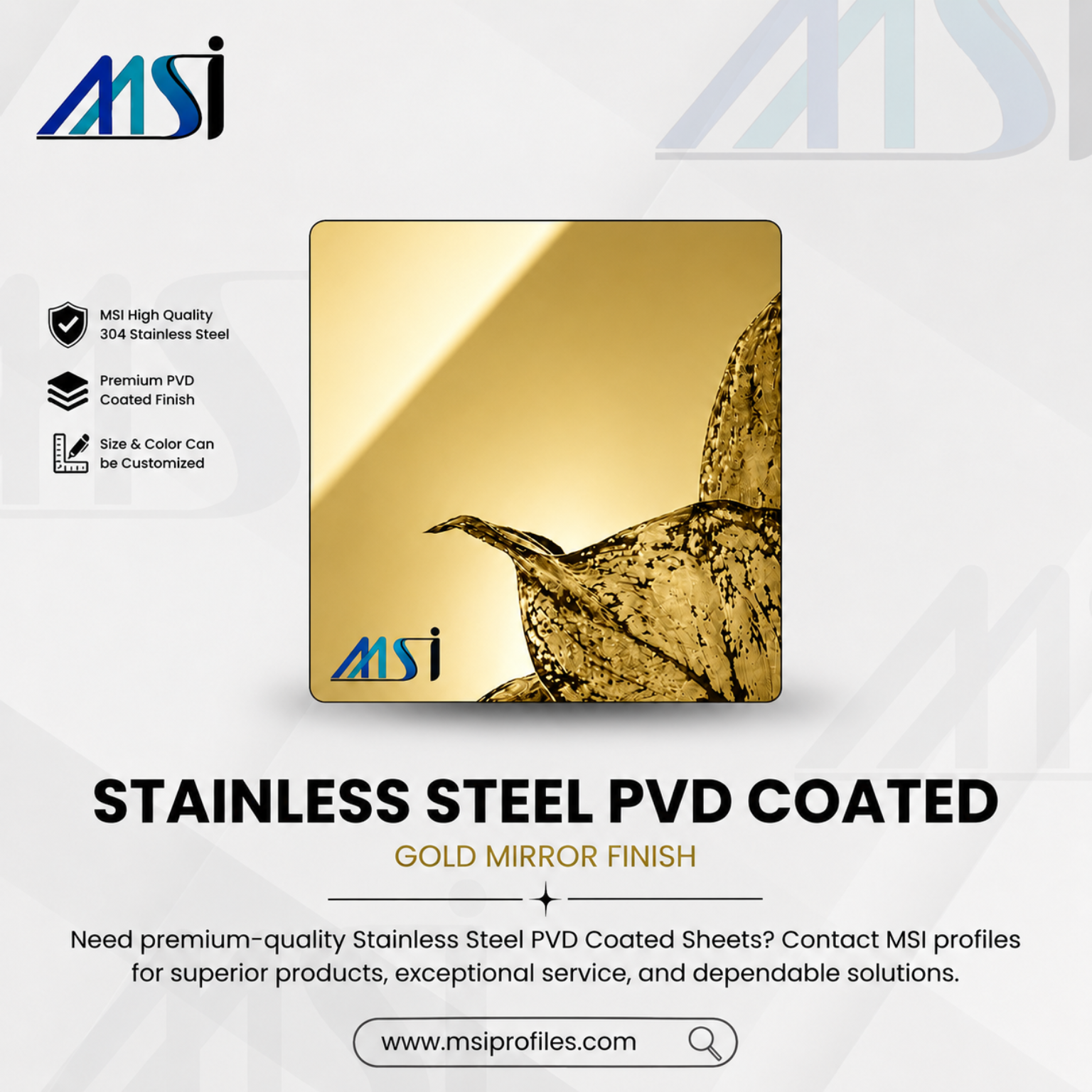 PVD Gold Mirror Sheet - Marine Stainless India