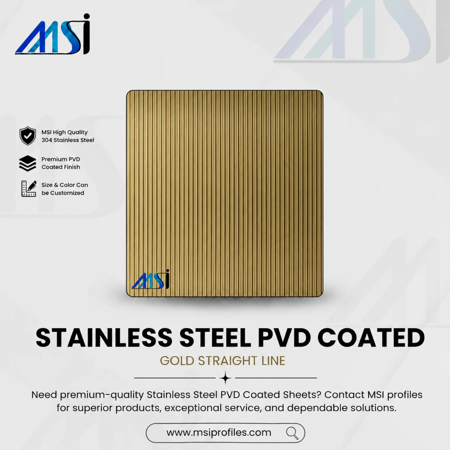 PVD Gold Straight Line Finish - Marine Stainless India