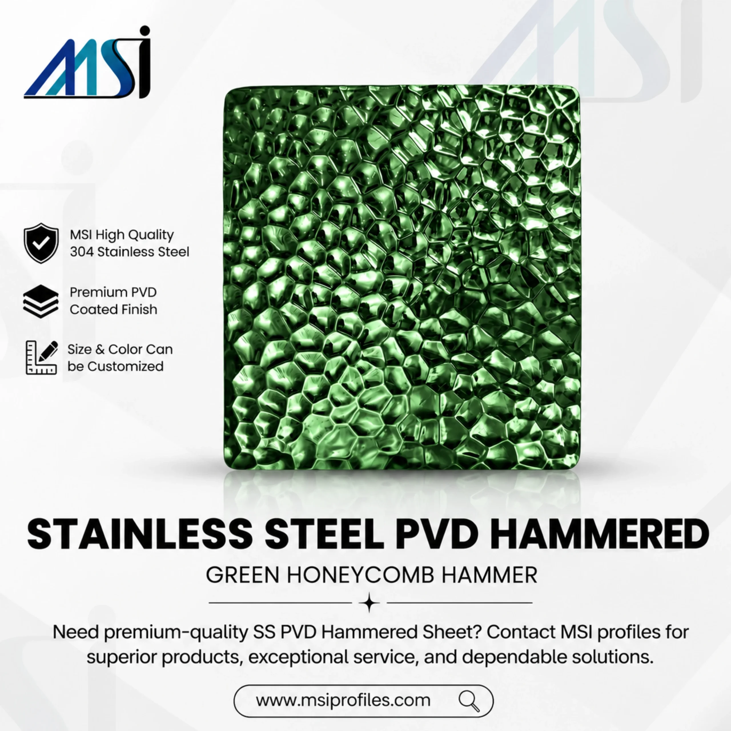 PVD Green Honeycomb Hammered Finish - MSI Profiles