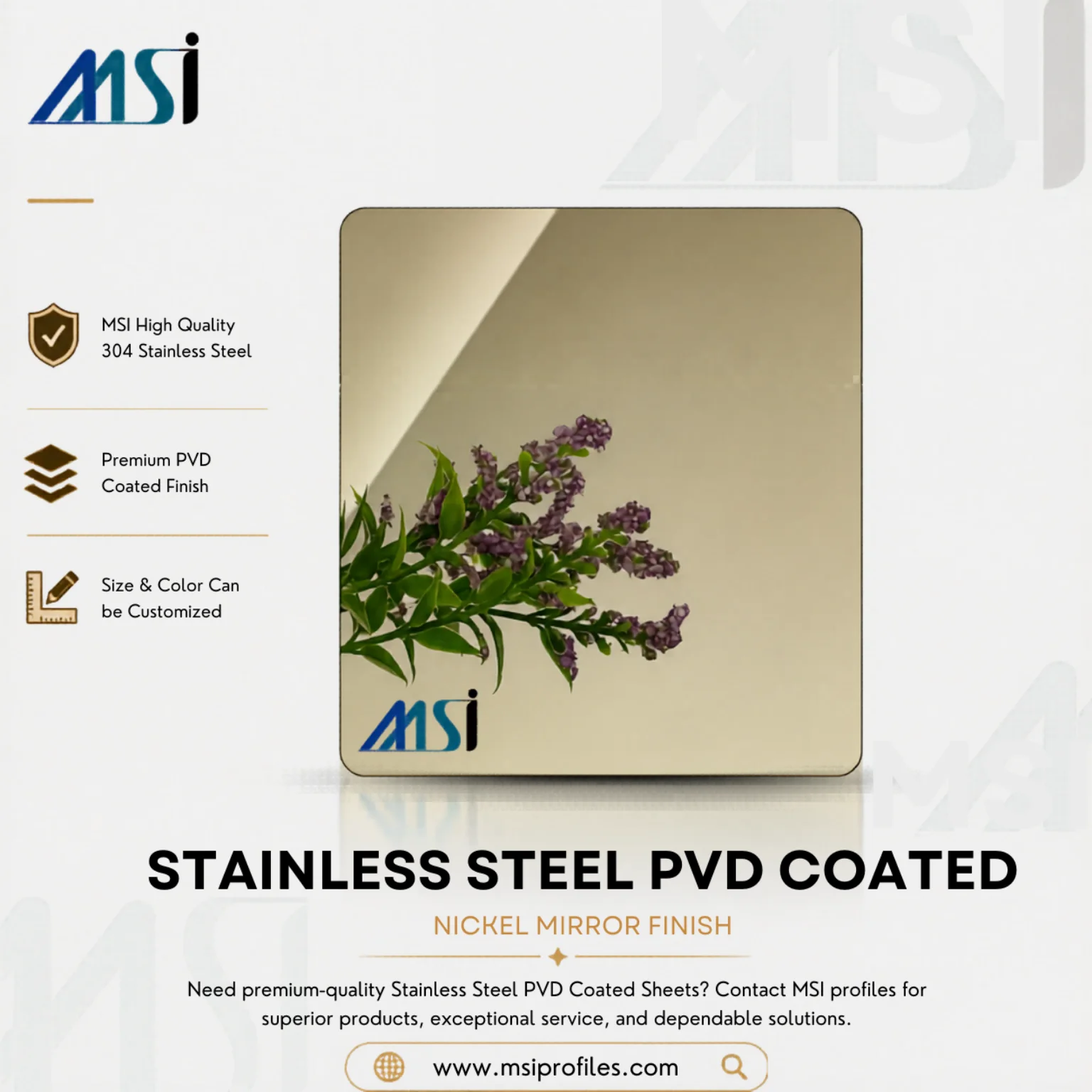 PVD Nickel Mirror Sheet - Marine Stainless India