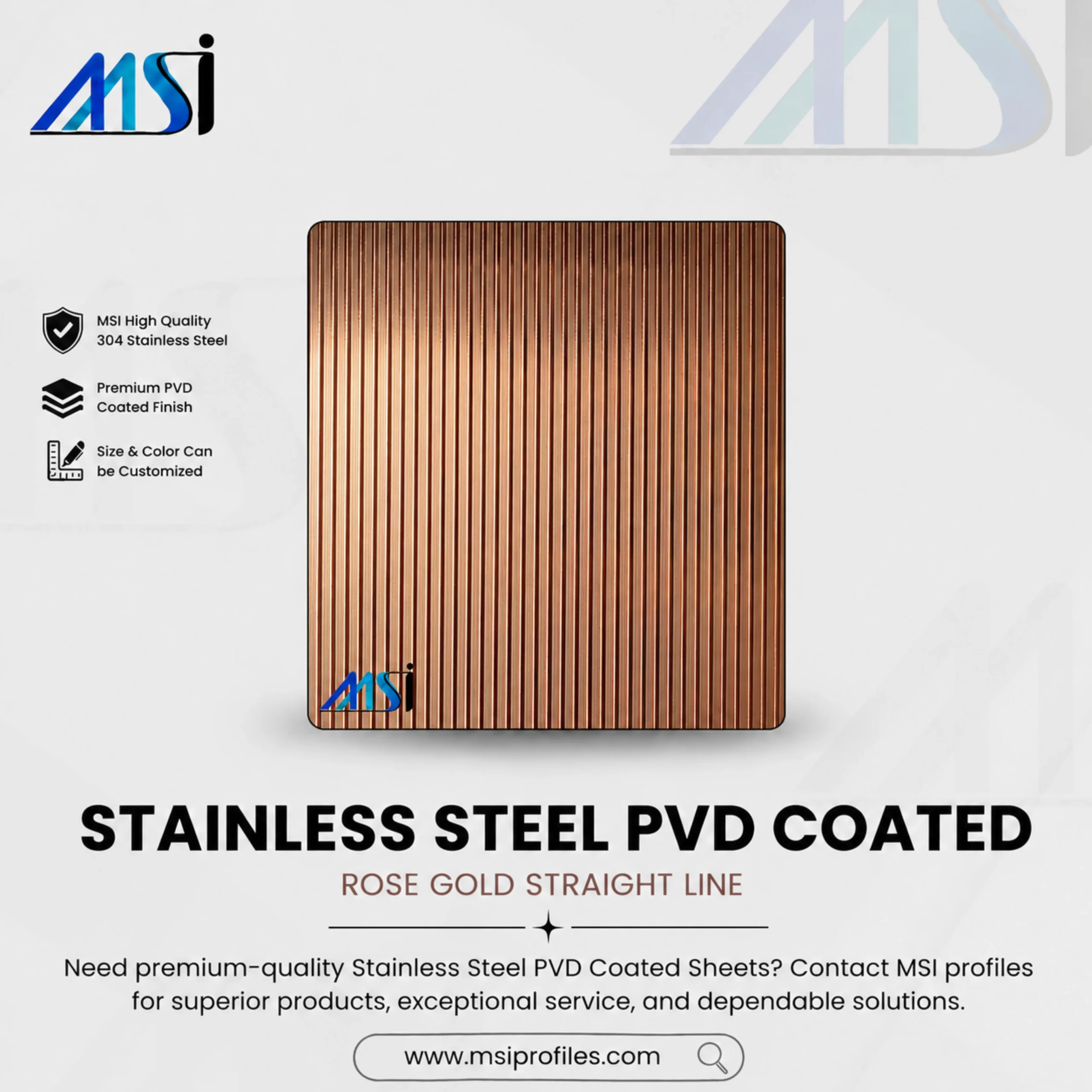 PVD Rose Gold Straight Line Finish - MSI Profile