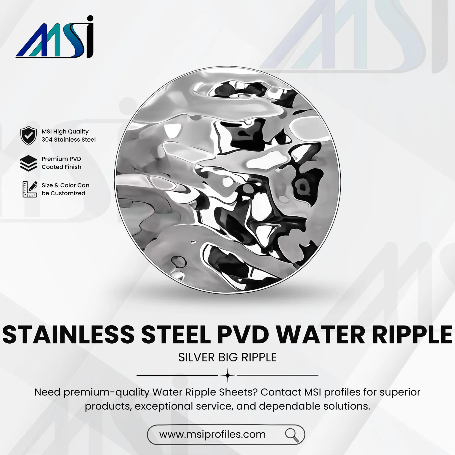 PVD Silver Water Ripple - MSI Profile