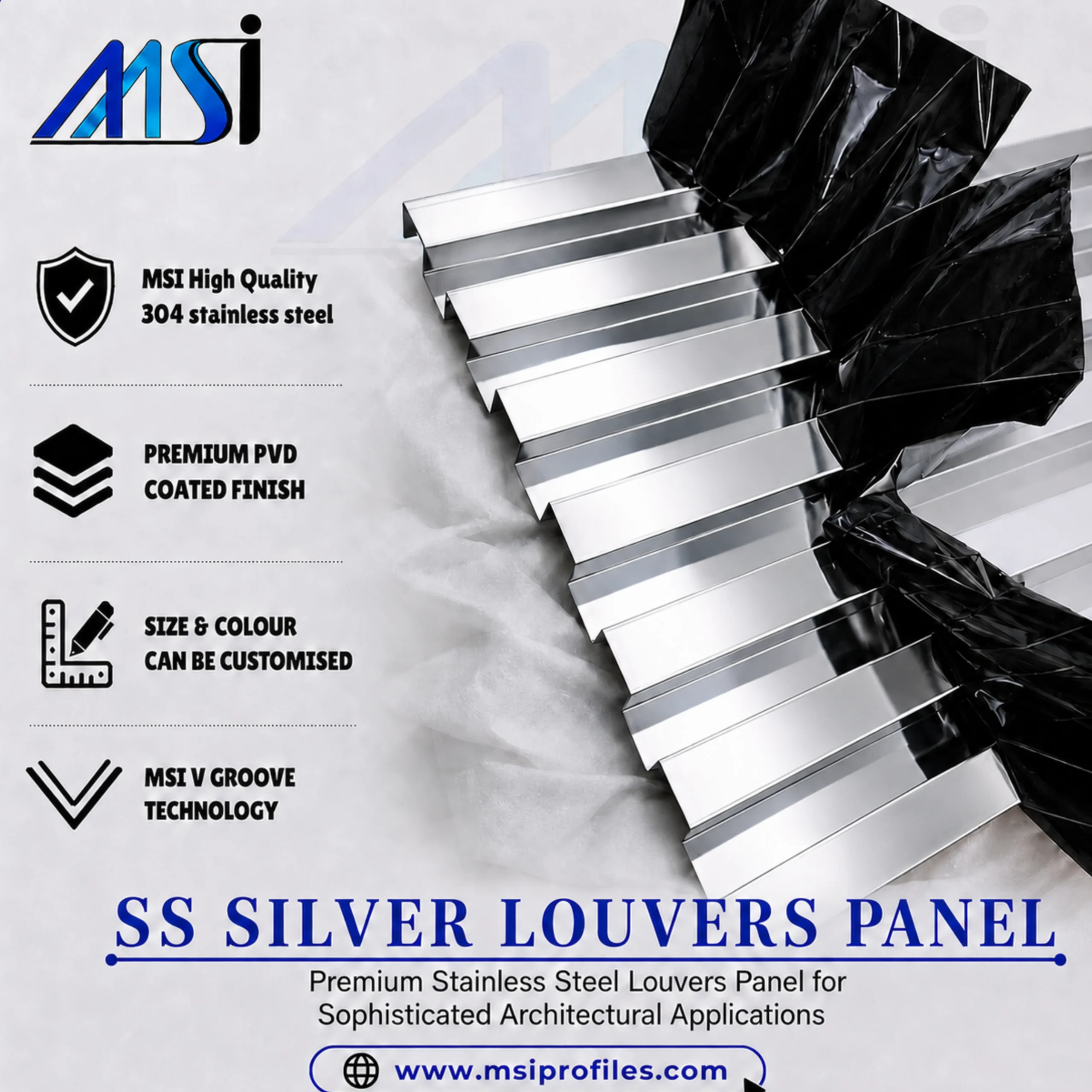 SS Silver Mirror Louvers Panel - MSI Profiles