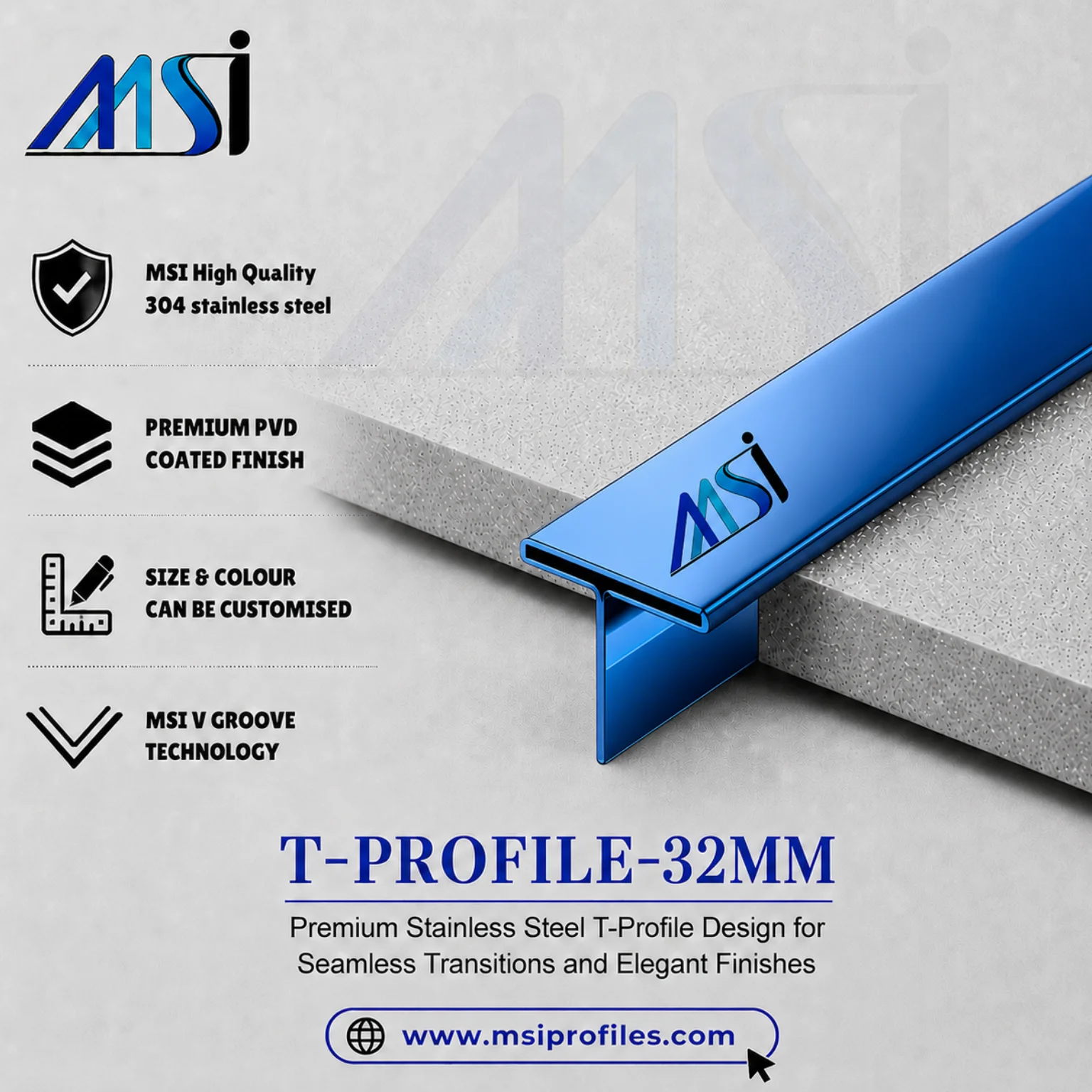 T Profile 32mm Blue Mirror - MSI Profiles