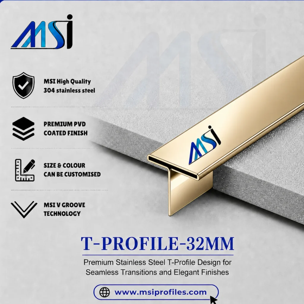 T Profile 32mm Champagne Mirror - MSI Profiles