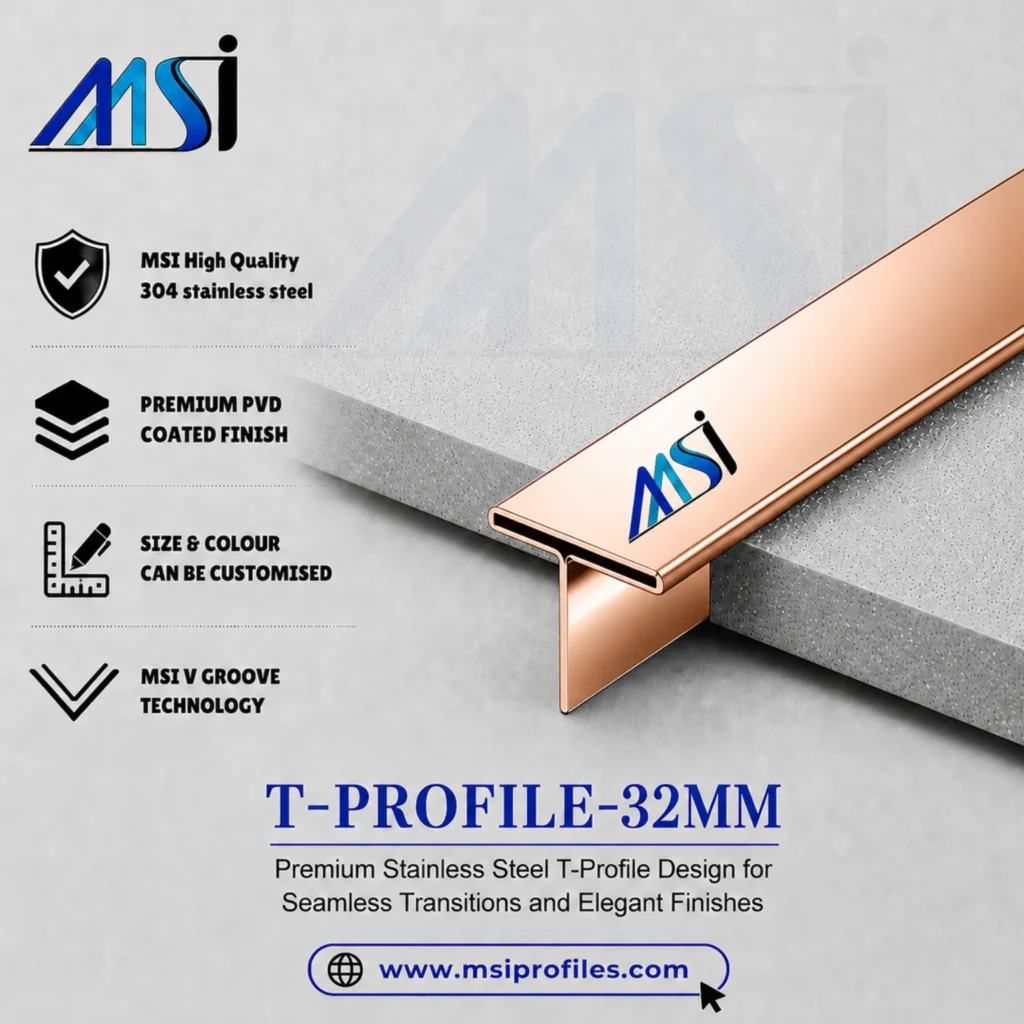 T Profile 32mm Rose Gold Mirror - MSI Profiles