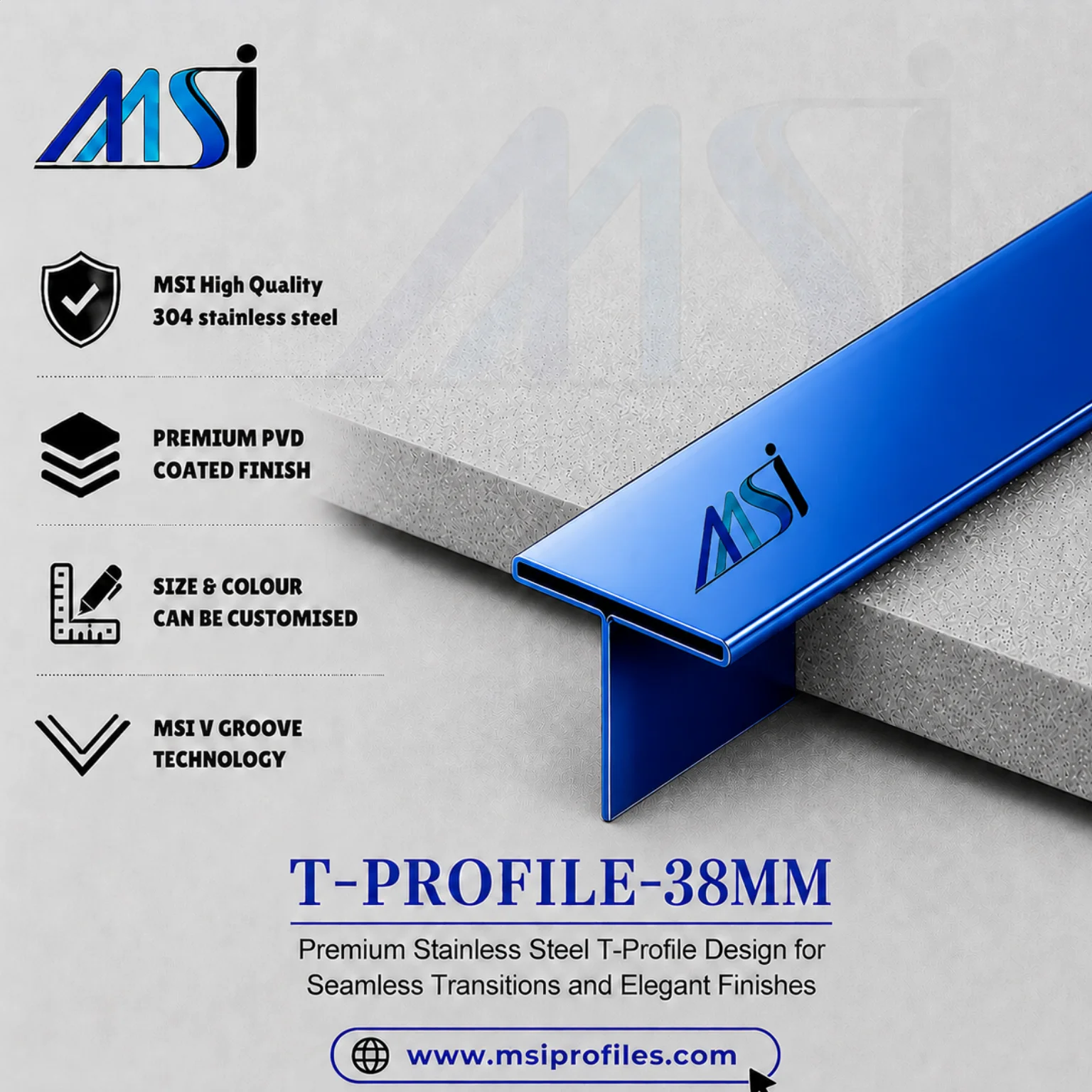 T Profile 38mm Blue Mirror - MSI Profiles