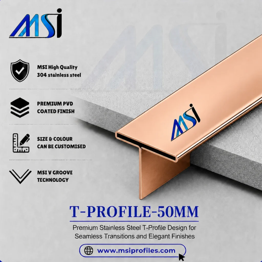 T Profile 50mm Rose Gold Mirror - MSI Profiles