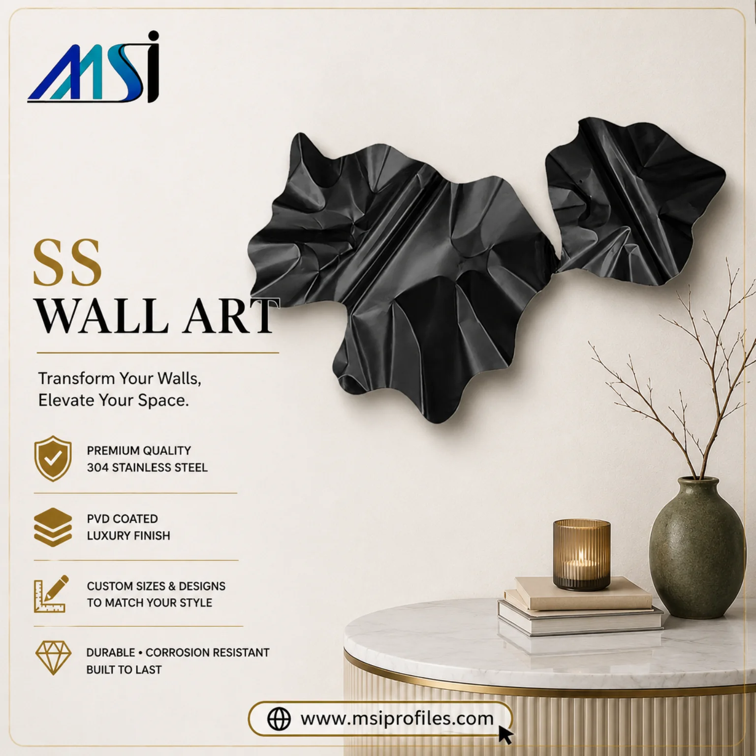 SS PVD Modern Wall Art - MSI Profile