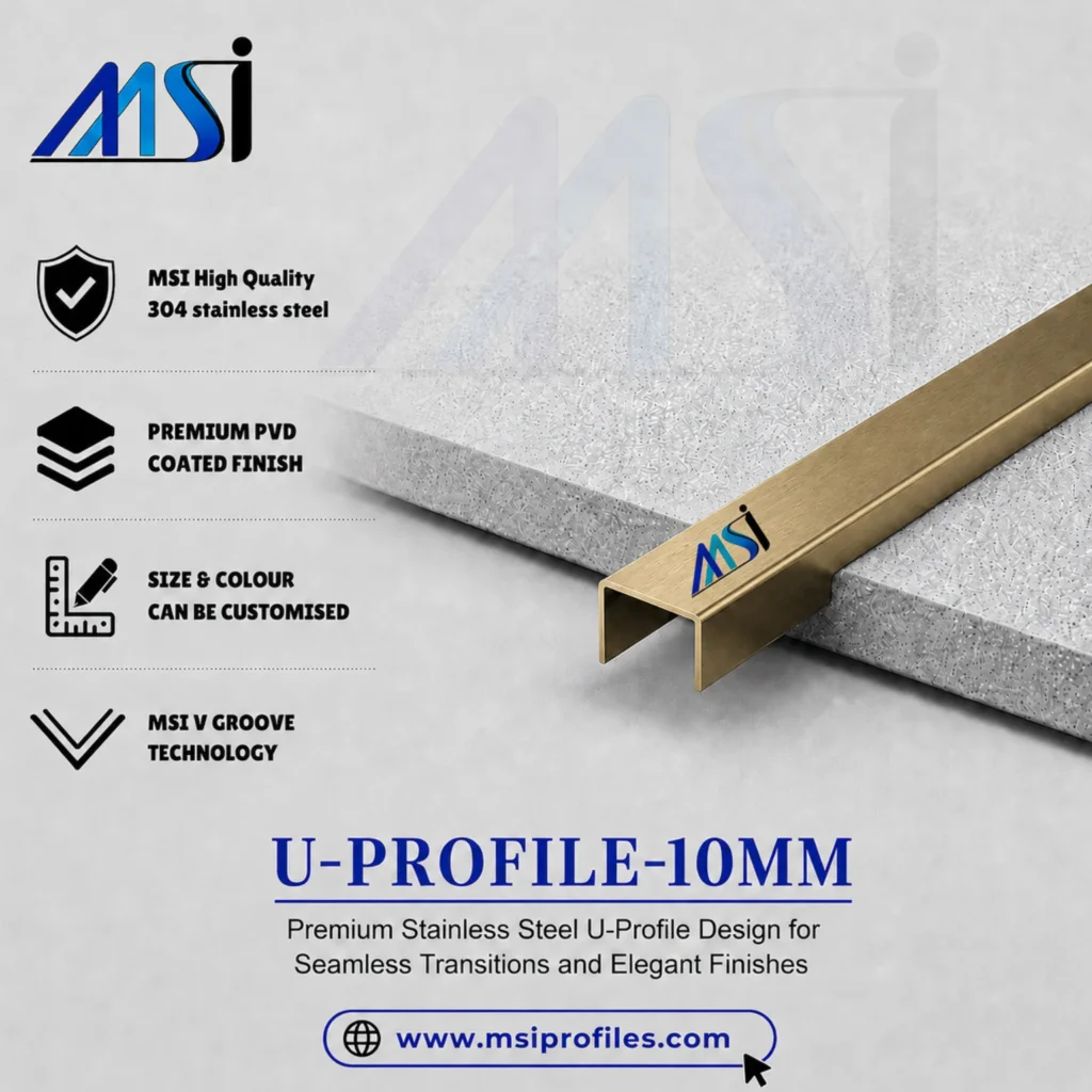 U Profile 10MM Antique Brass Finish - MSI Profiles