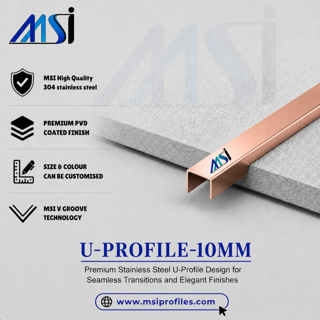 U Profile 10MM Rose Gold Mirror - MSI Profiles