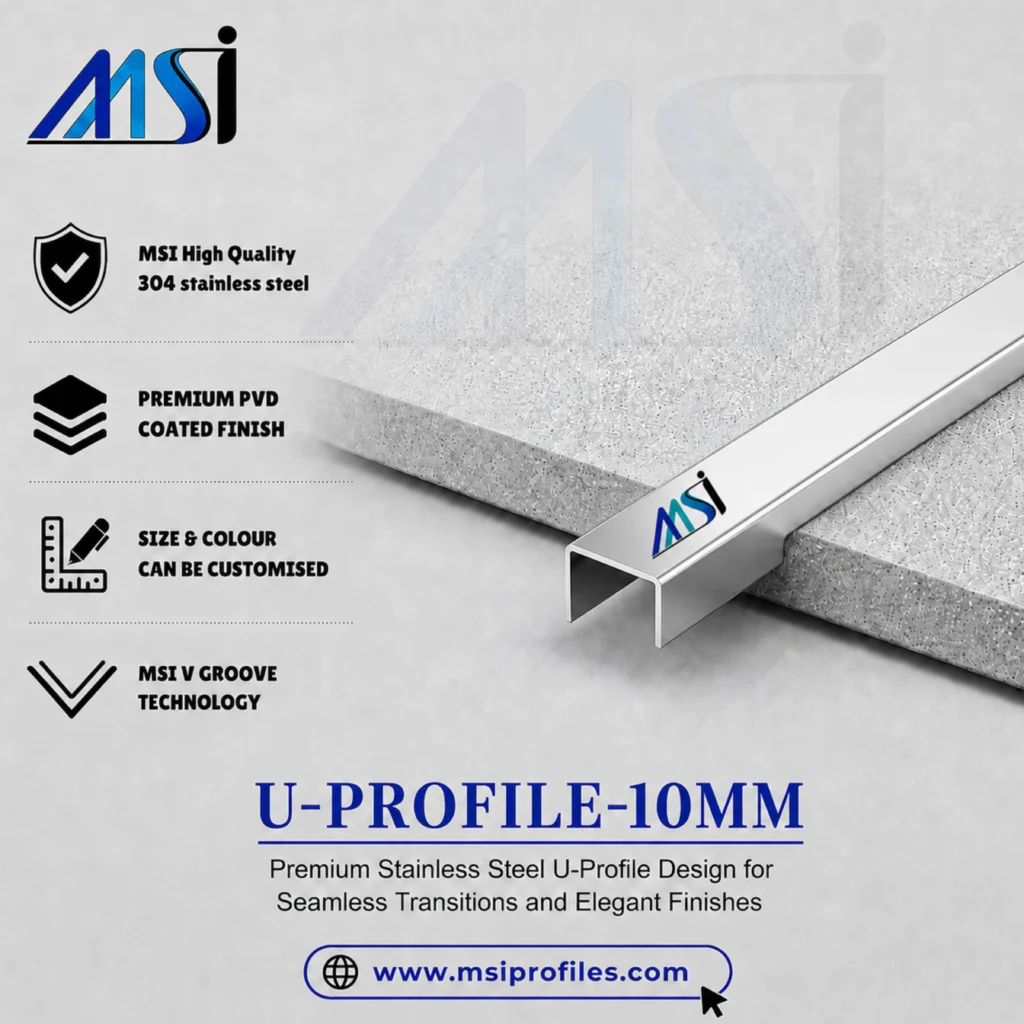 U Profile 10MM Silver Mirror - MSI Profiles