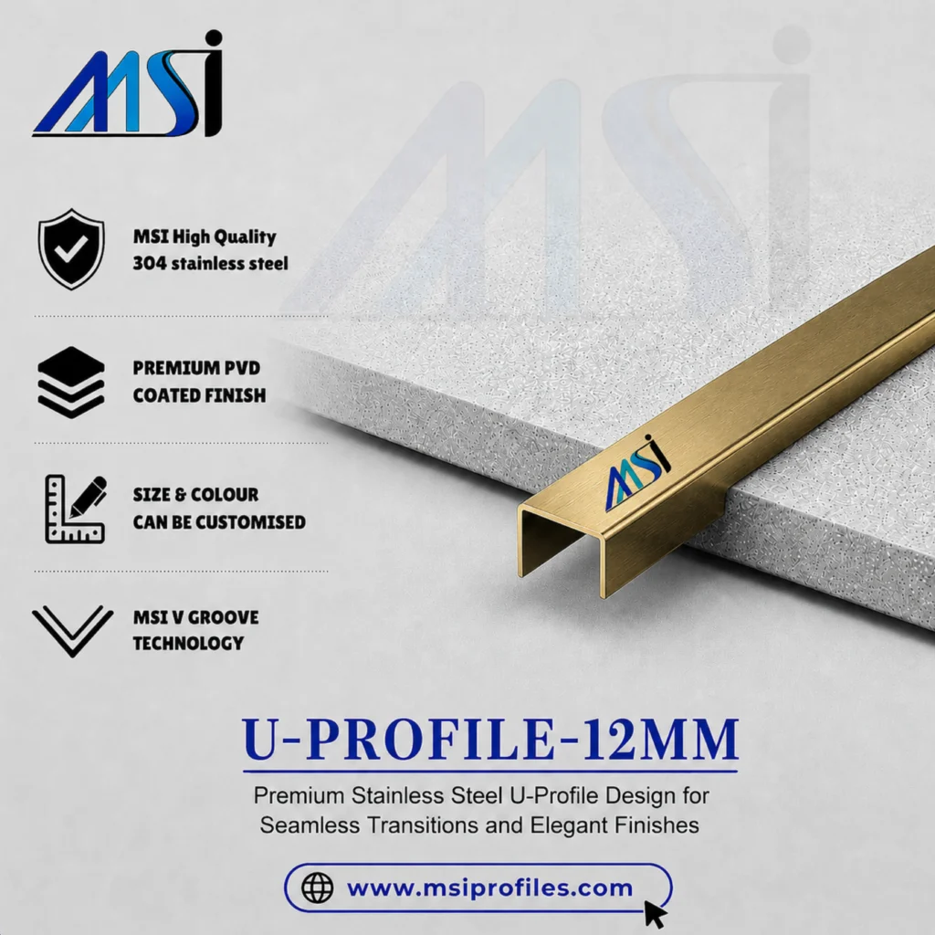 U Profile 12MM Antique Brass Finish - MSI Profiles