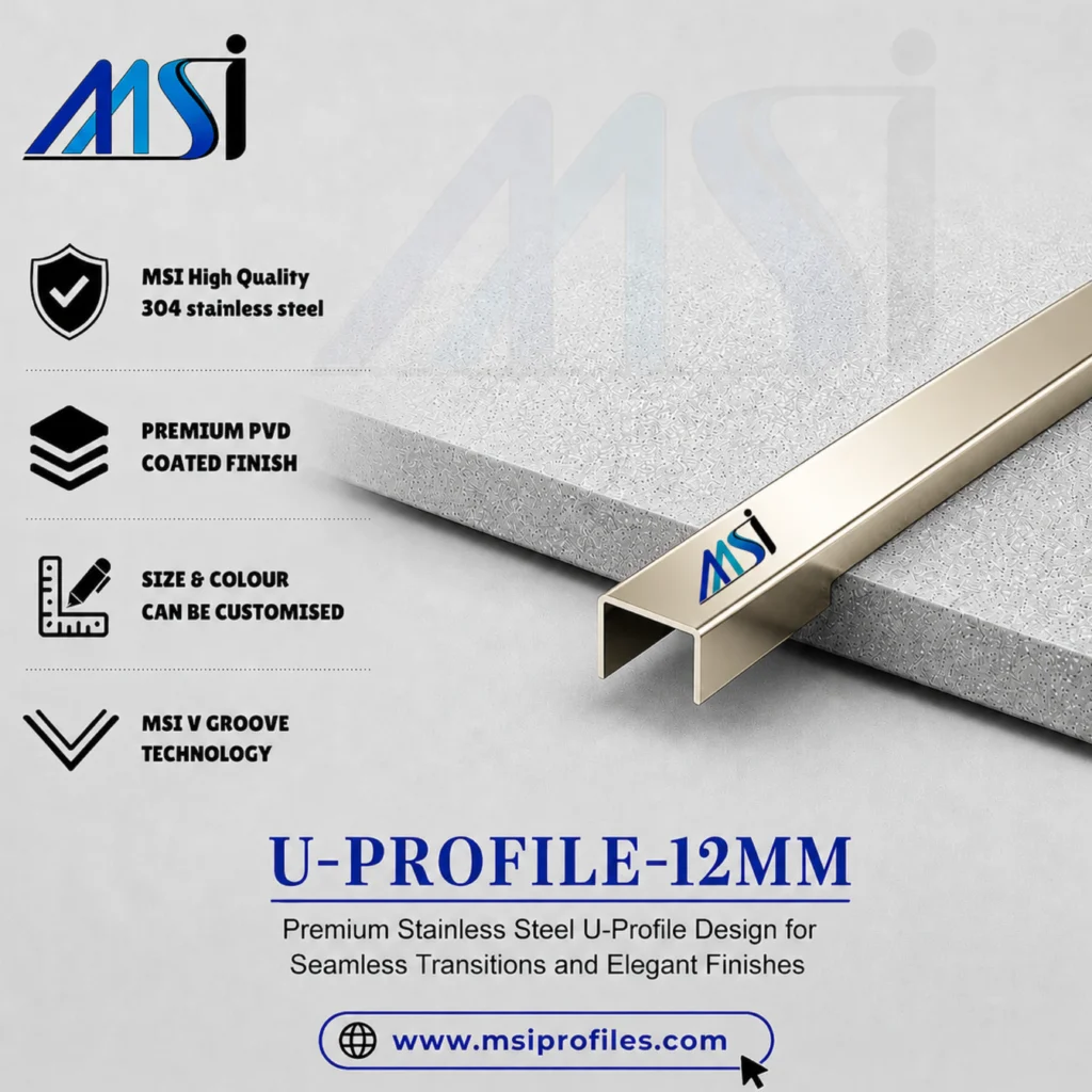 U Profile 12MM Champagne Mirror - MSI Profiles