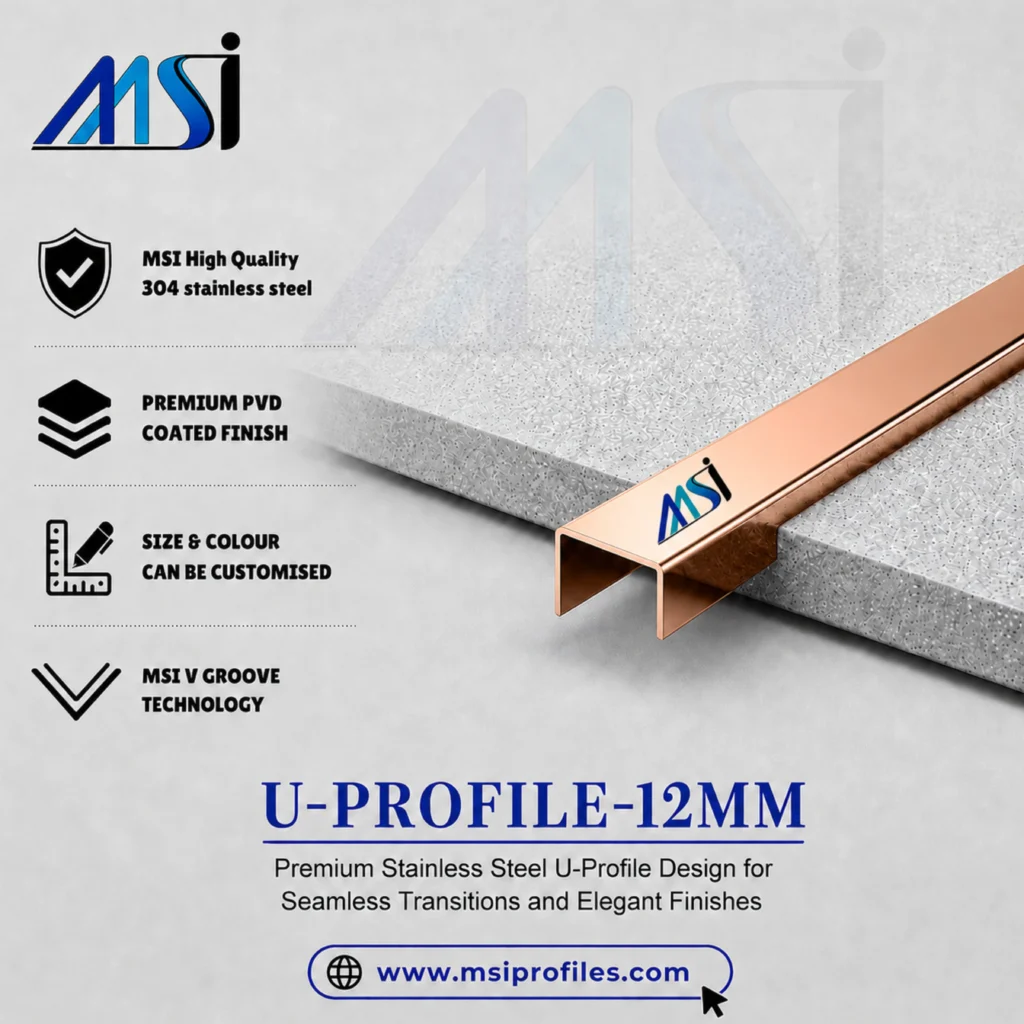 U Profile 12MM Rose Gold Mirror - MSI Profiles