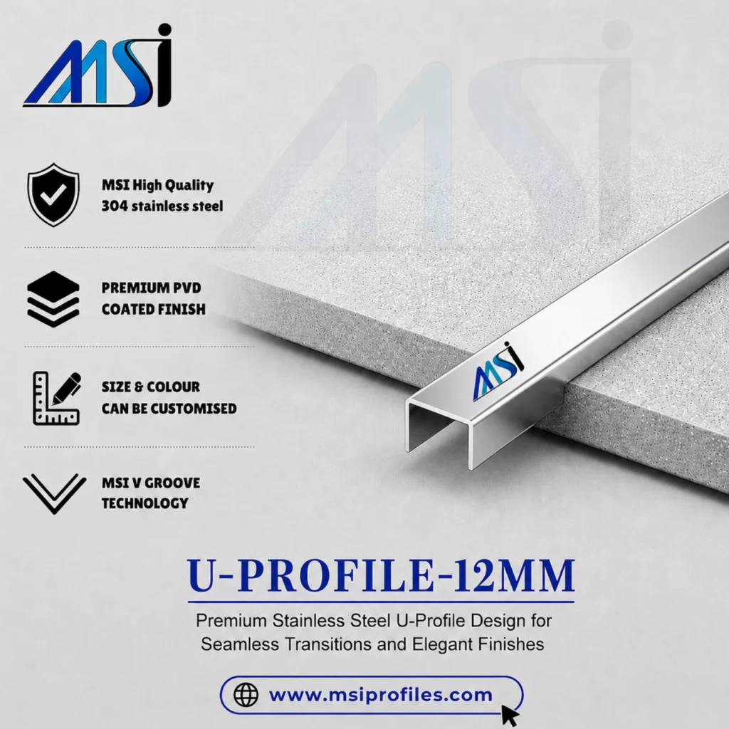 U Profile 12MM Silver Mirror - MSI Profiles
