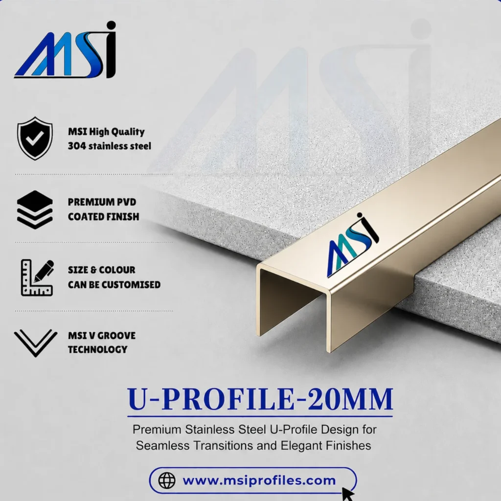 U Profile 20MM Champagne Mirror - MSI Profiles