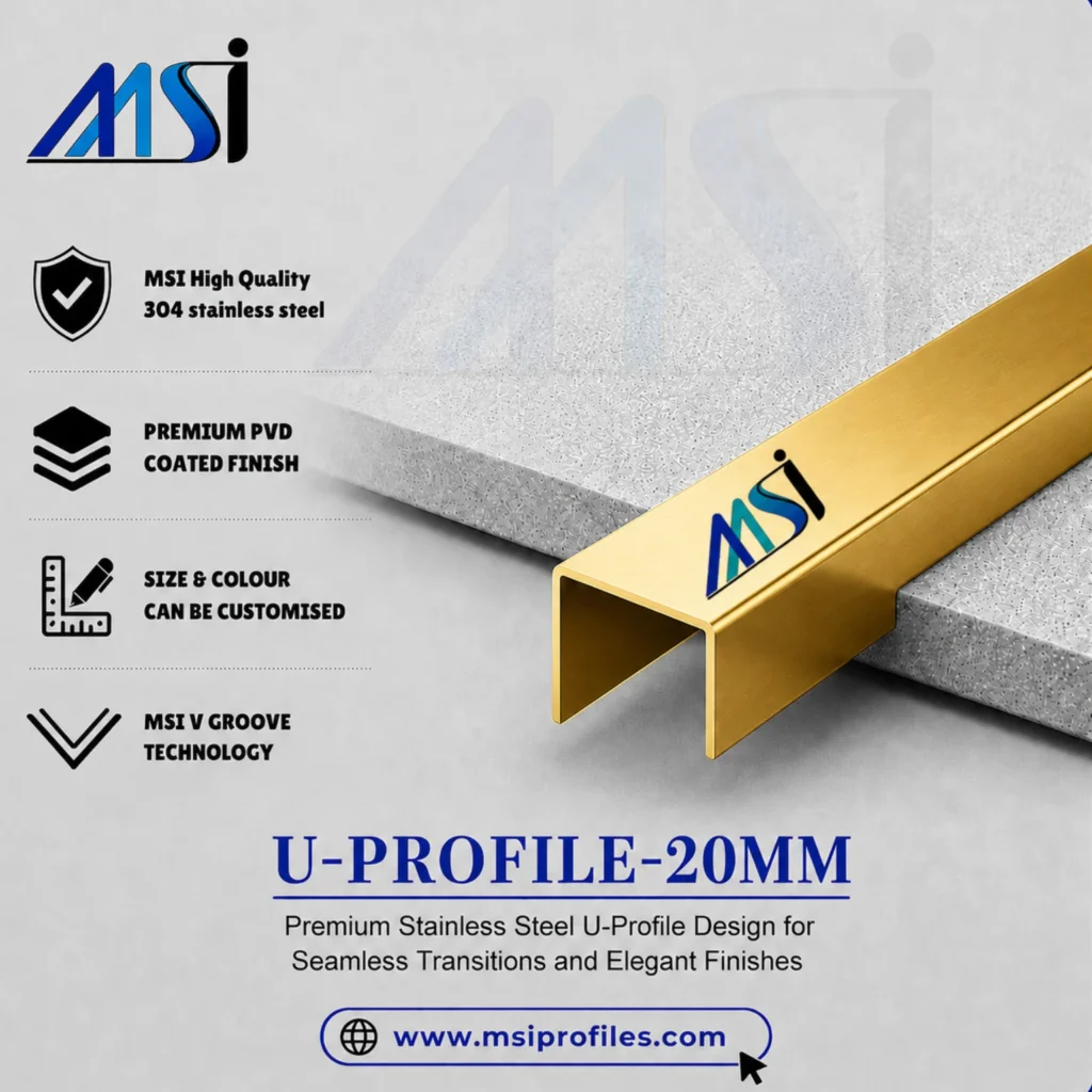U Profile 20MM Gold Mirror - MSI Profiles