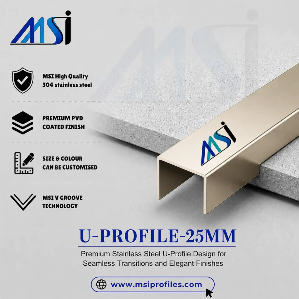 U Profile 25MM Champagne Mirror - MSI Profiles