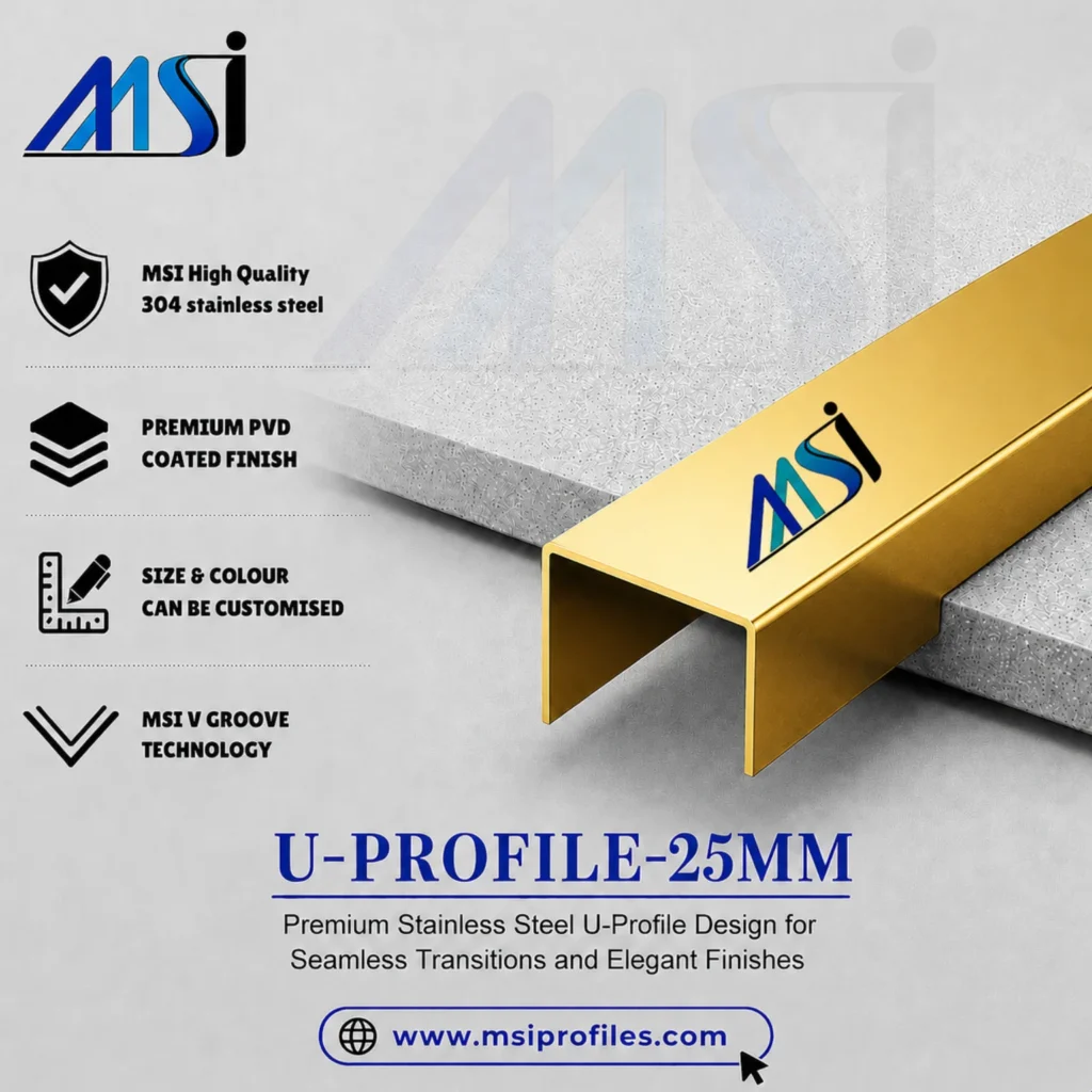 U Profile 25MM Gold Mirror - MSI Profiles