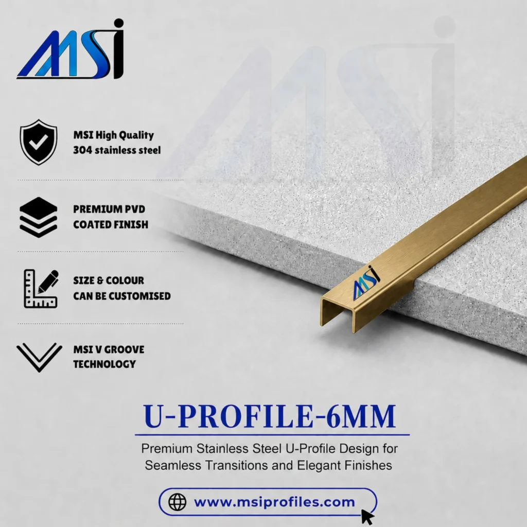 U Profile 6MM Antique Brass Finish - MSI Profiles