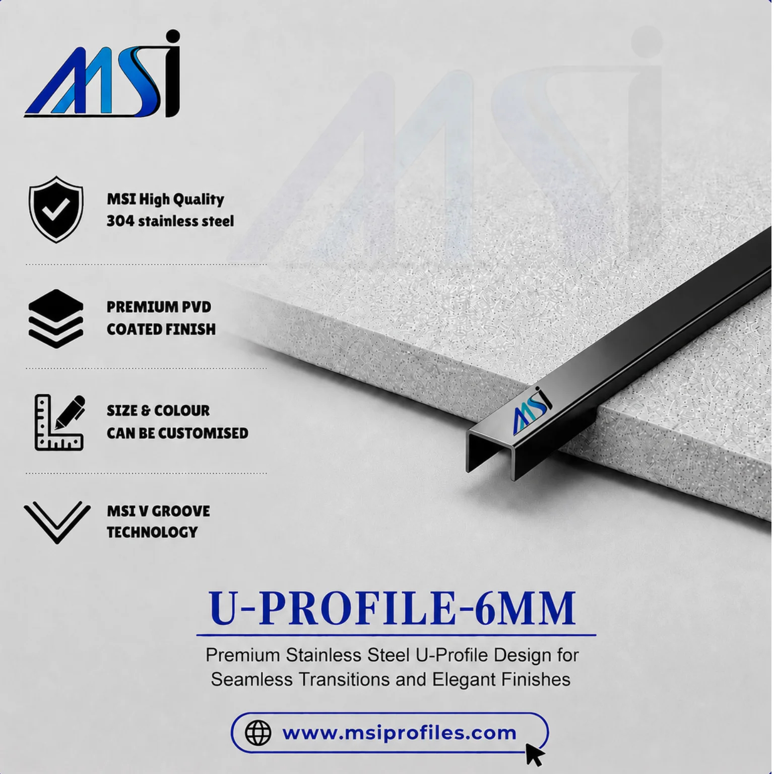 U Profile 6MM Black Mirror - MSI Profiles