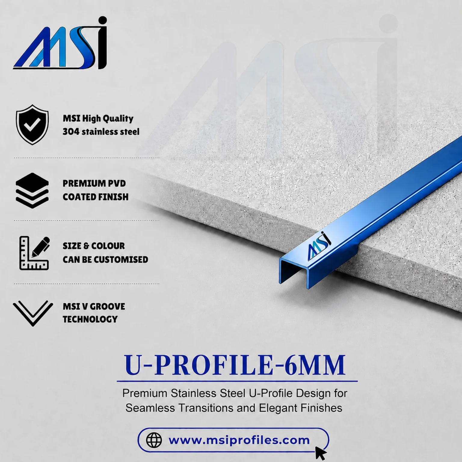 U Profile 6MM Blue Mirror - MSI Profiles