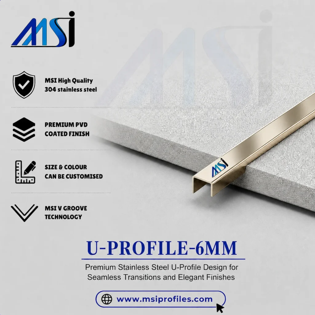 U Profile 6MM Champagne Mirror - MSI Profiles