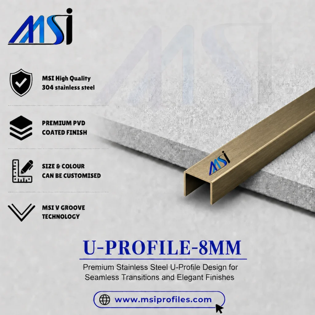 U Profile 8MM Antique Brass Finish - MSI Profiles
